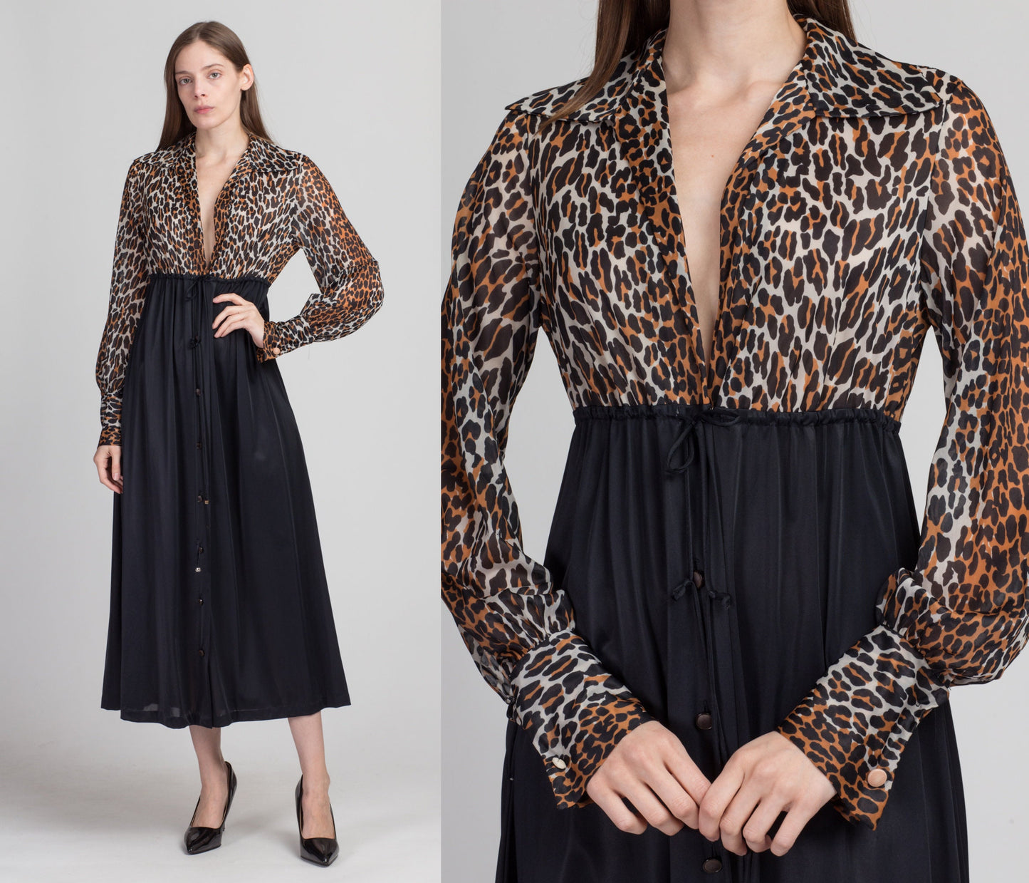 60s 70s Vanity Fair Leopard Print Loungewear Dress - Small – Flying Apple  Vintage