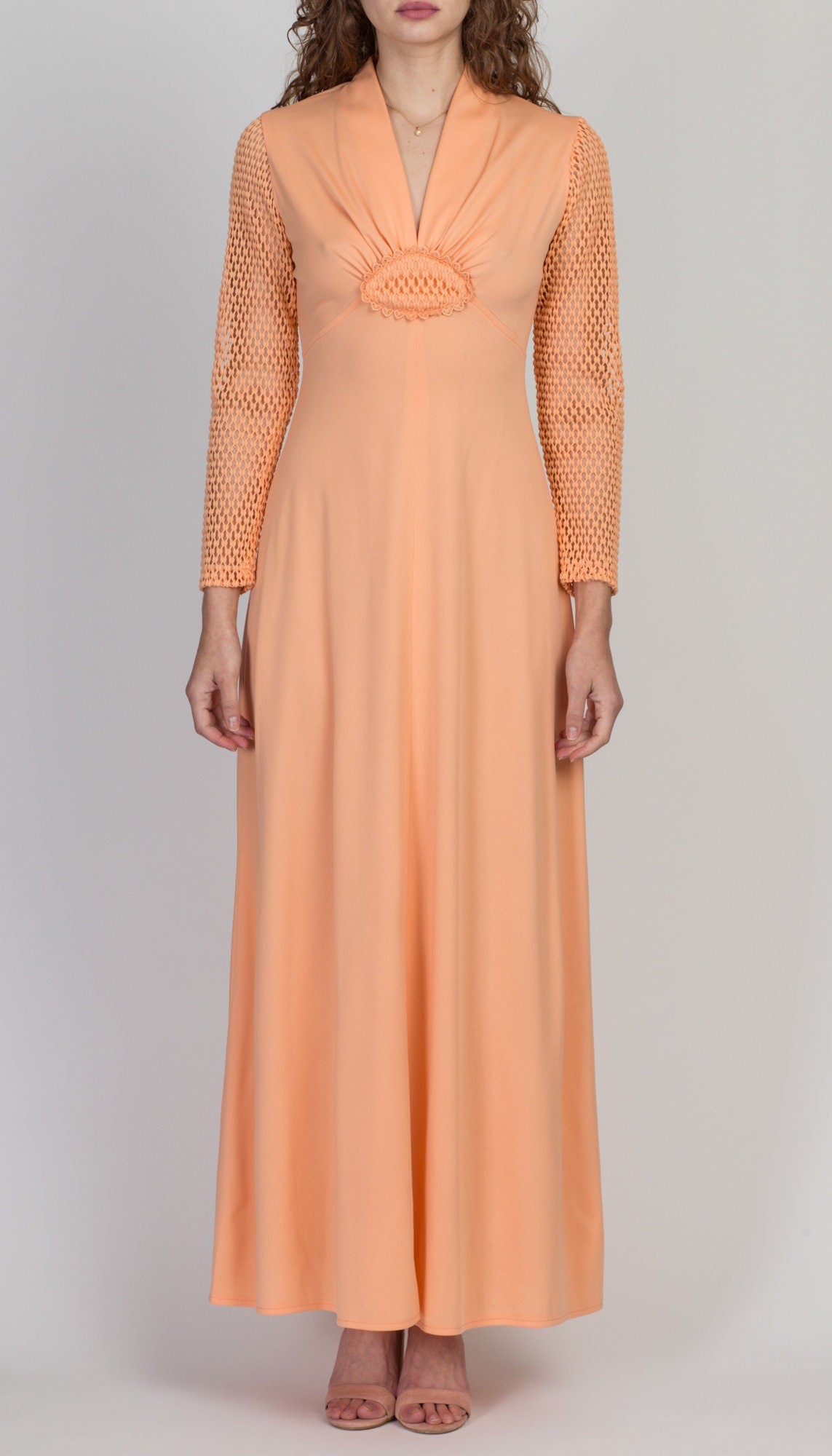 Orange Long Sleeve Maxi Dress