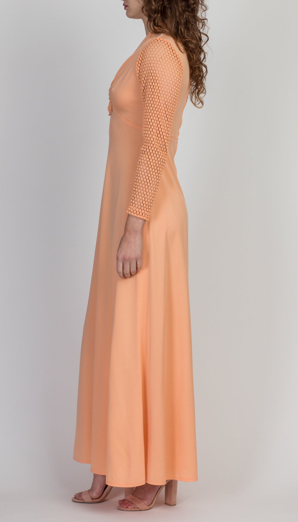 Orange Long Sleeve Maxi Dress