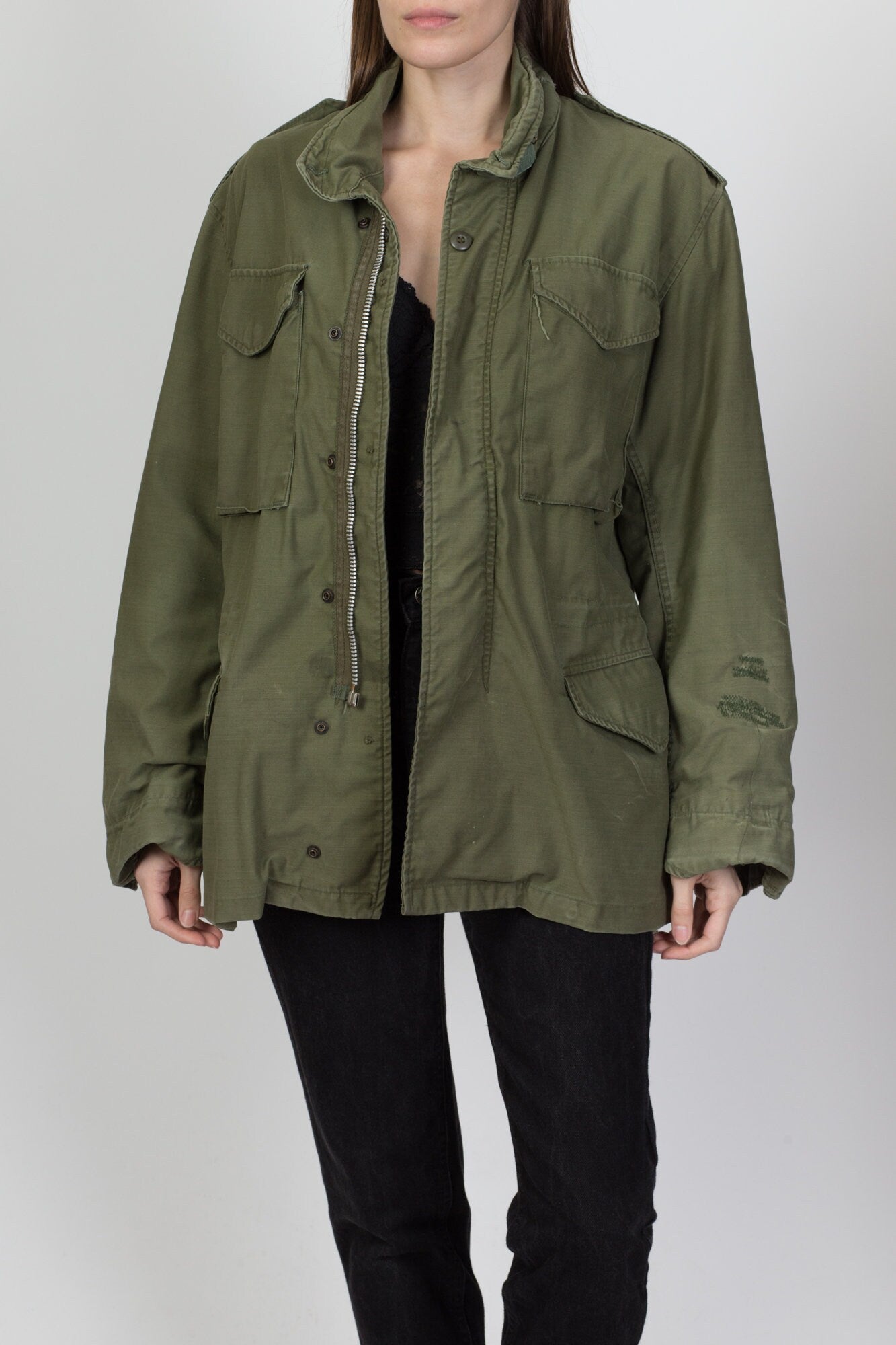 Women's army 2024 jacket with hood