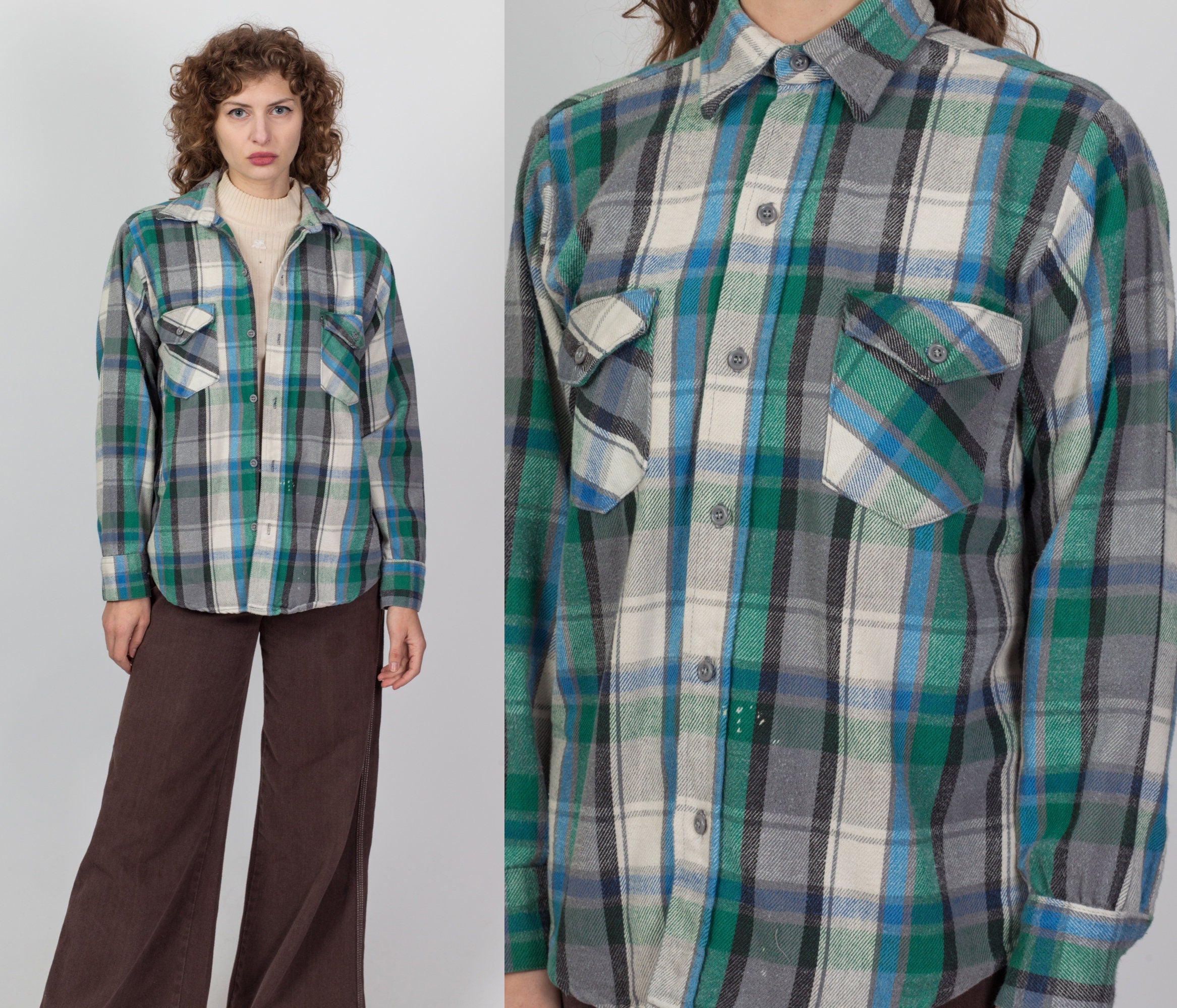 70s 80s Frostproof Plaid Cotton Workwear Shirt - Men's Medium