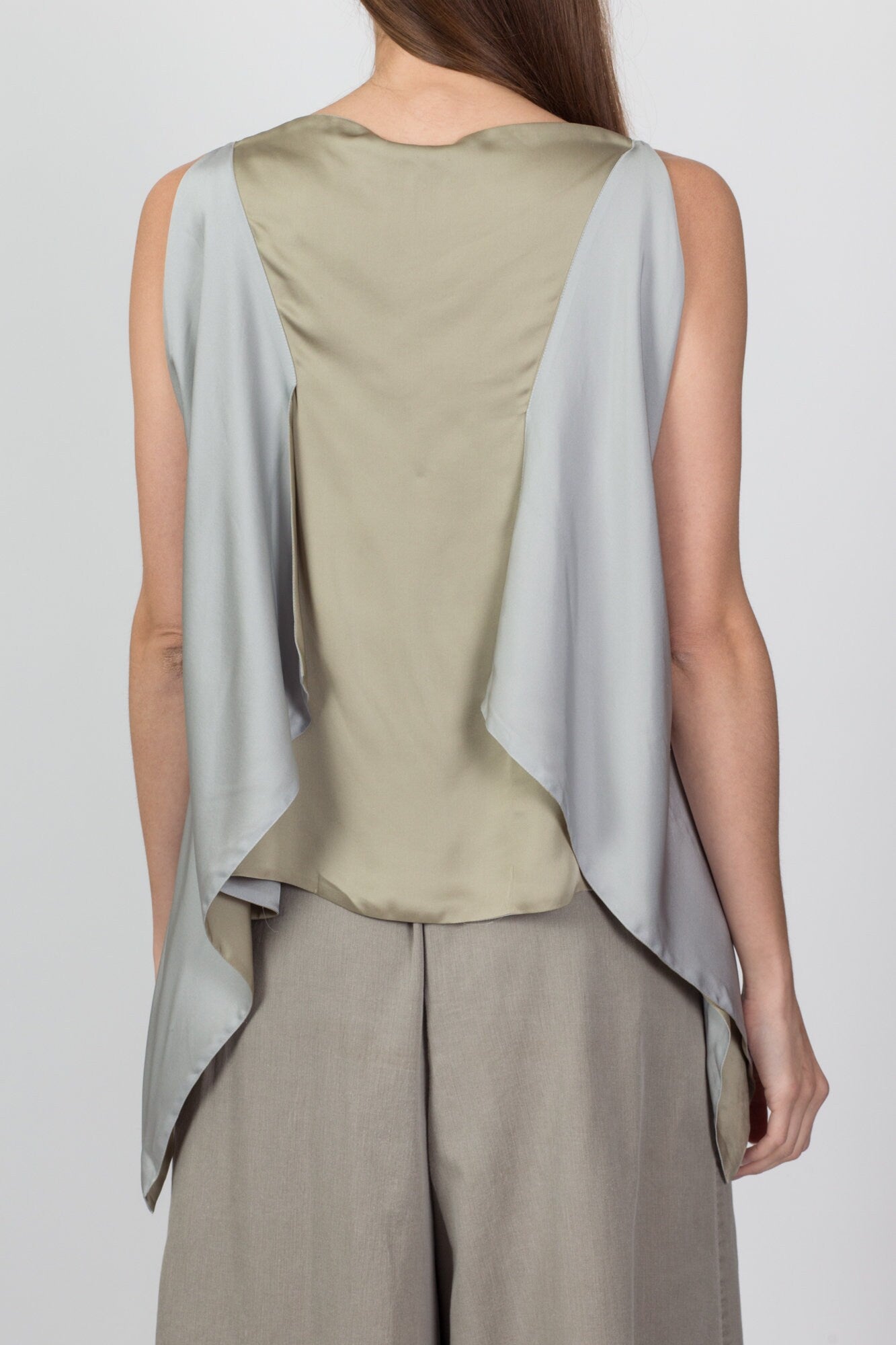 Vintage Giorgio Armani Silk Two Tone Sleeveless Top Large