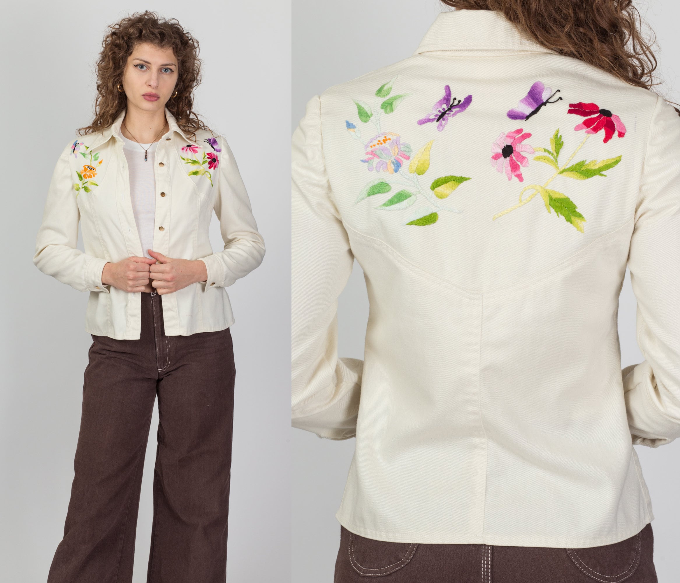 Rebecca Taylor Women's Floral Denim Jacket, Size 4 - Pink - Walmart.com