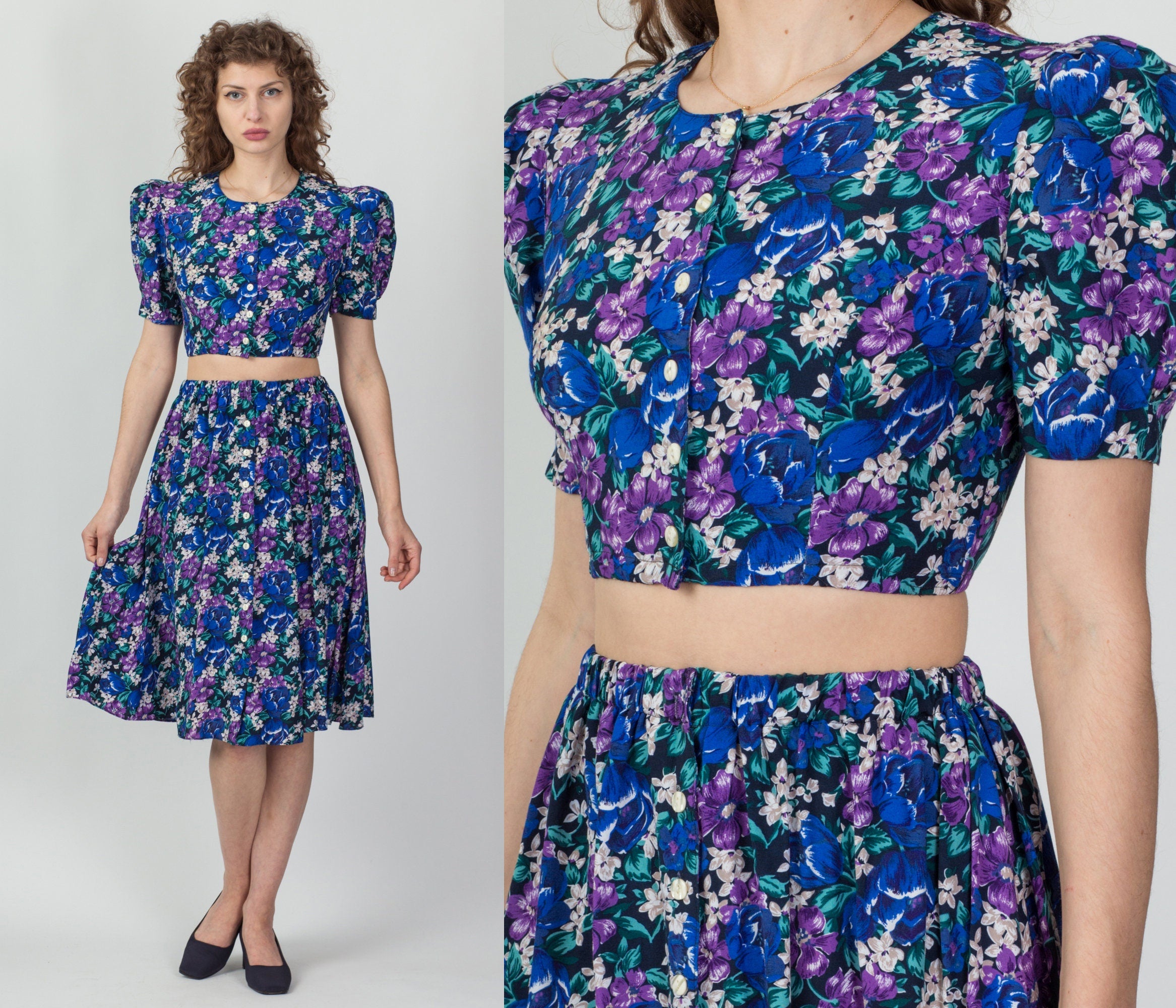 Vintage 90s Does 40s Floral Skirt Set - XS to Small – Flying Apple