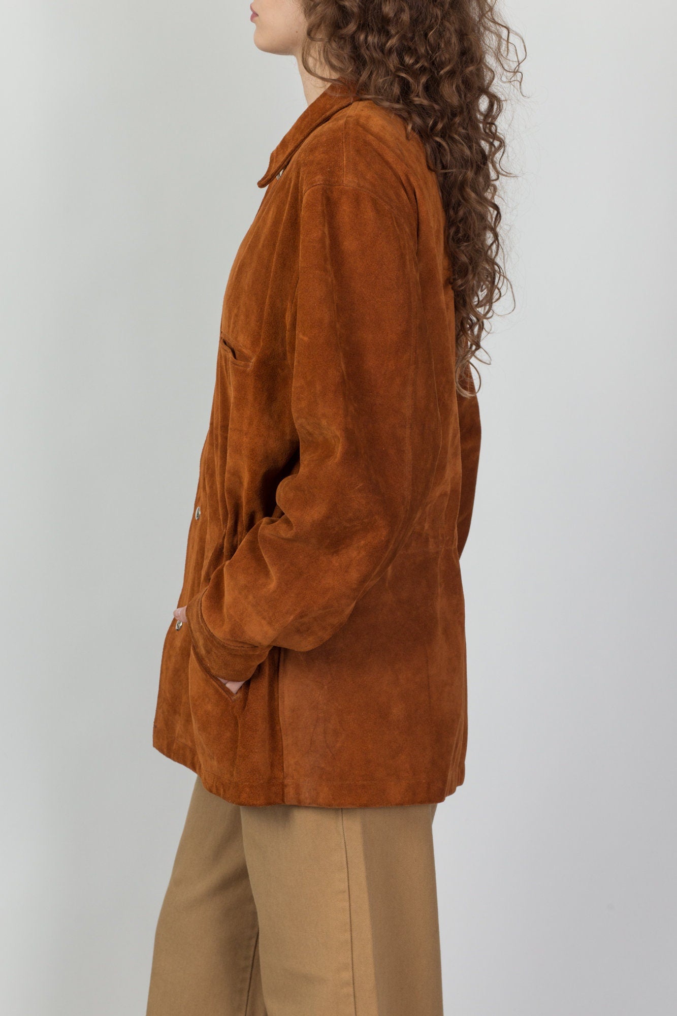 Vintage Soft Burnt Orange Suede Jacket - Men's Large, Women's XL