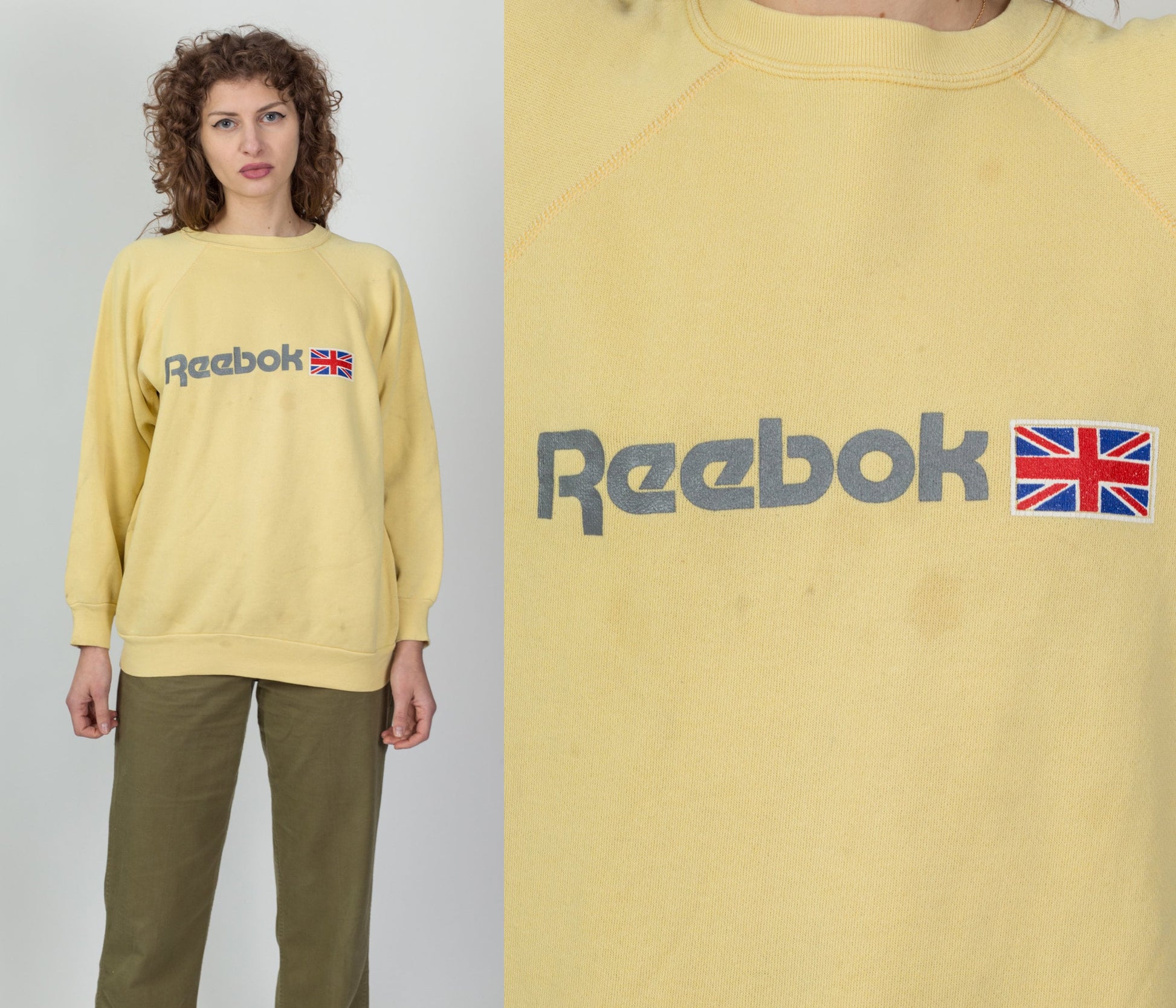 90s Reebok Canary Yellow Sweatshirt - Men's Large Short, Women's