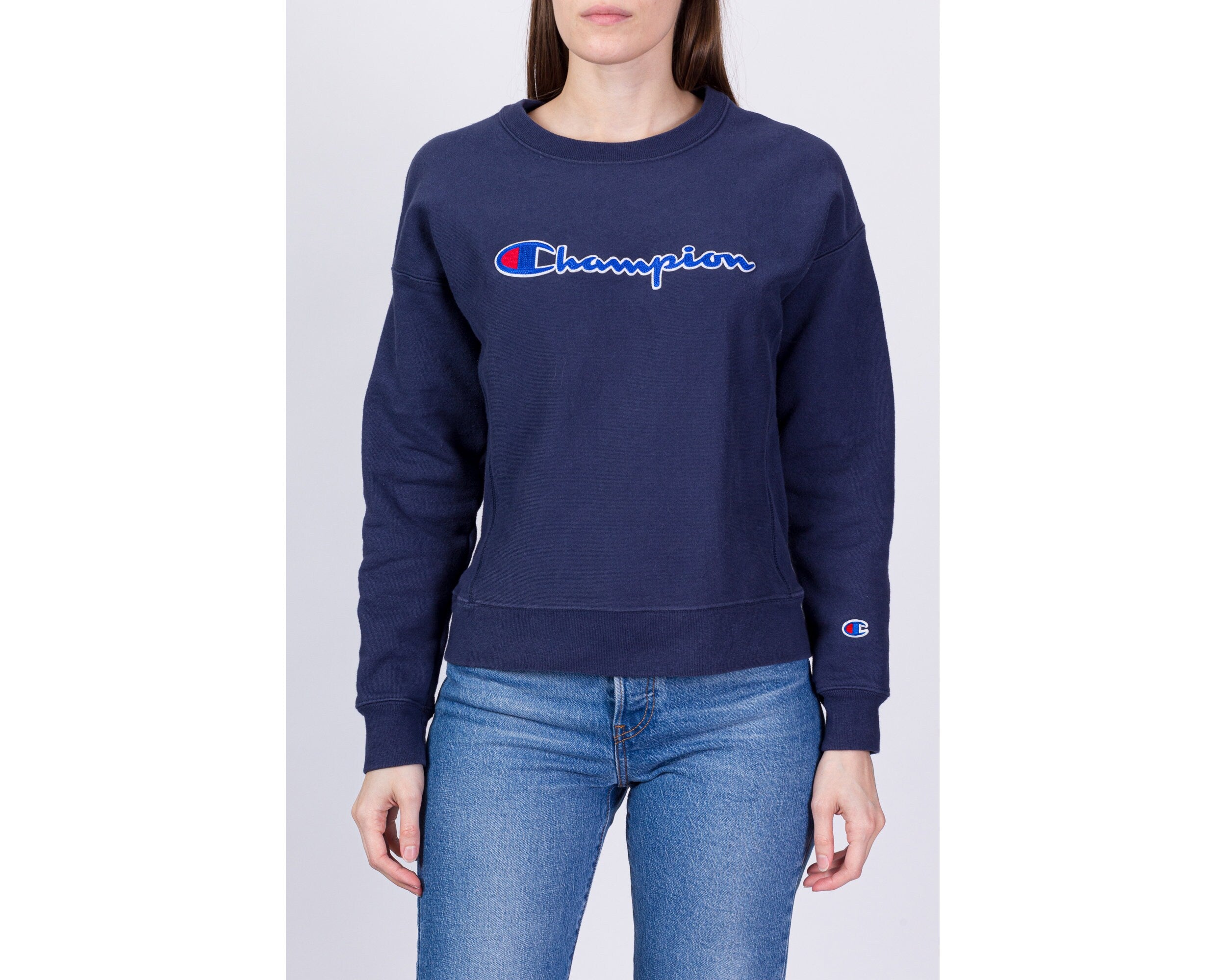 Navy discount sweatshirt champion