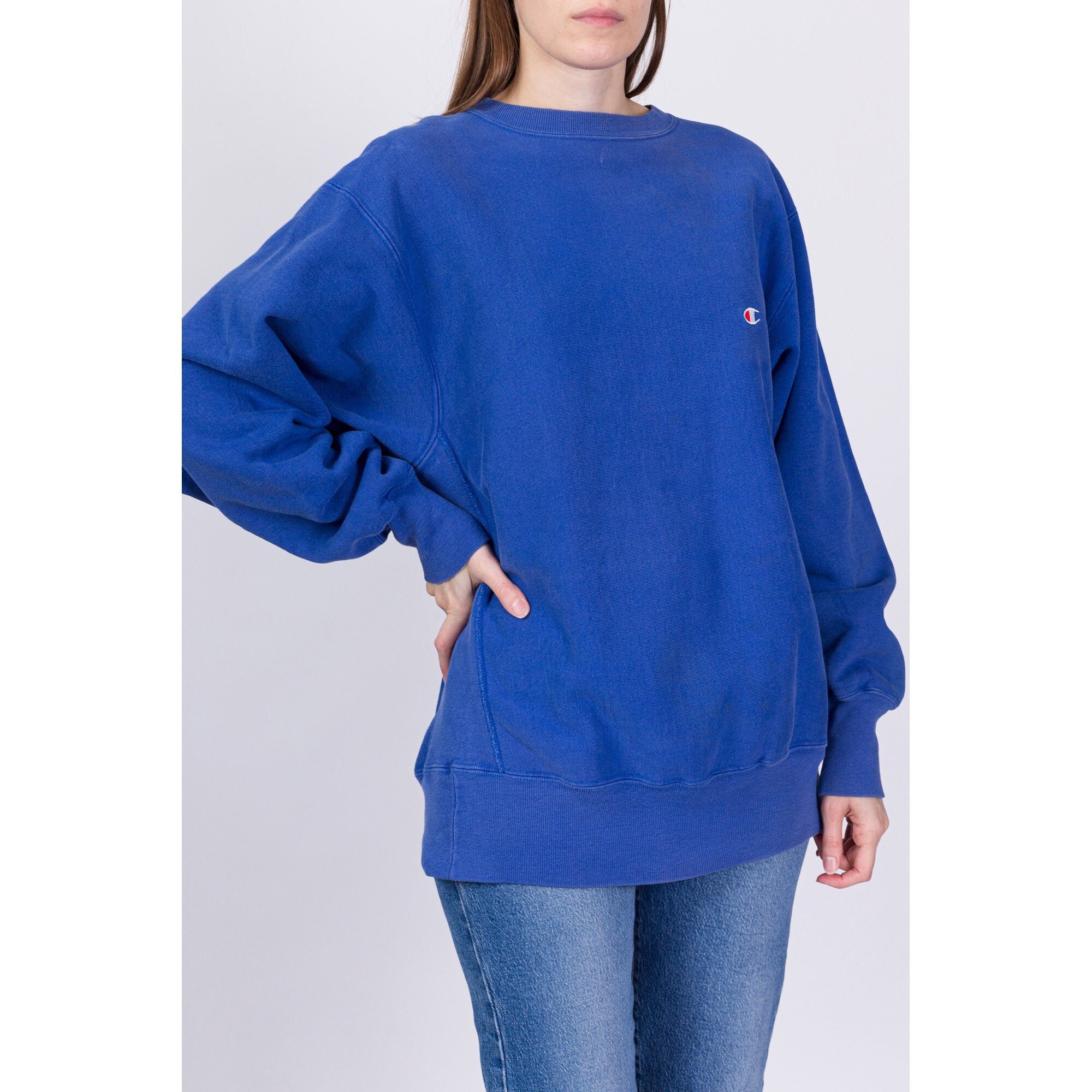 90s Champion Reverse Weave Blue Sweatshirt - Men's Large, Women's