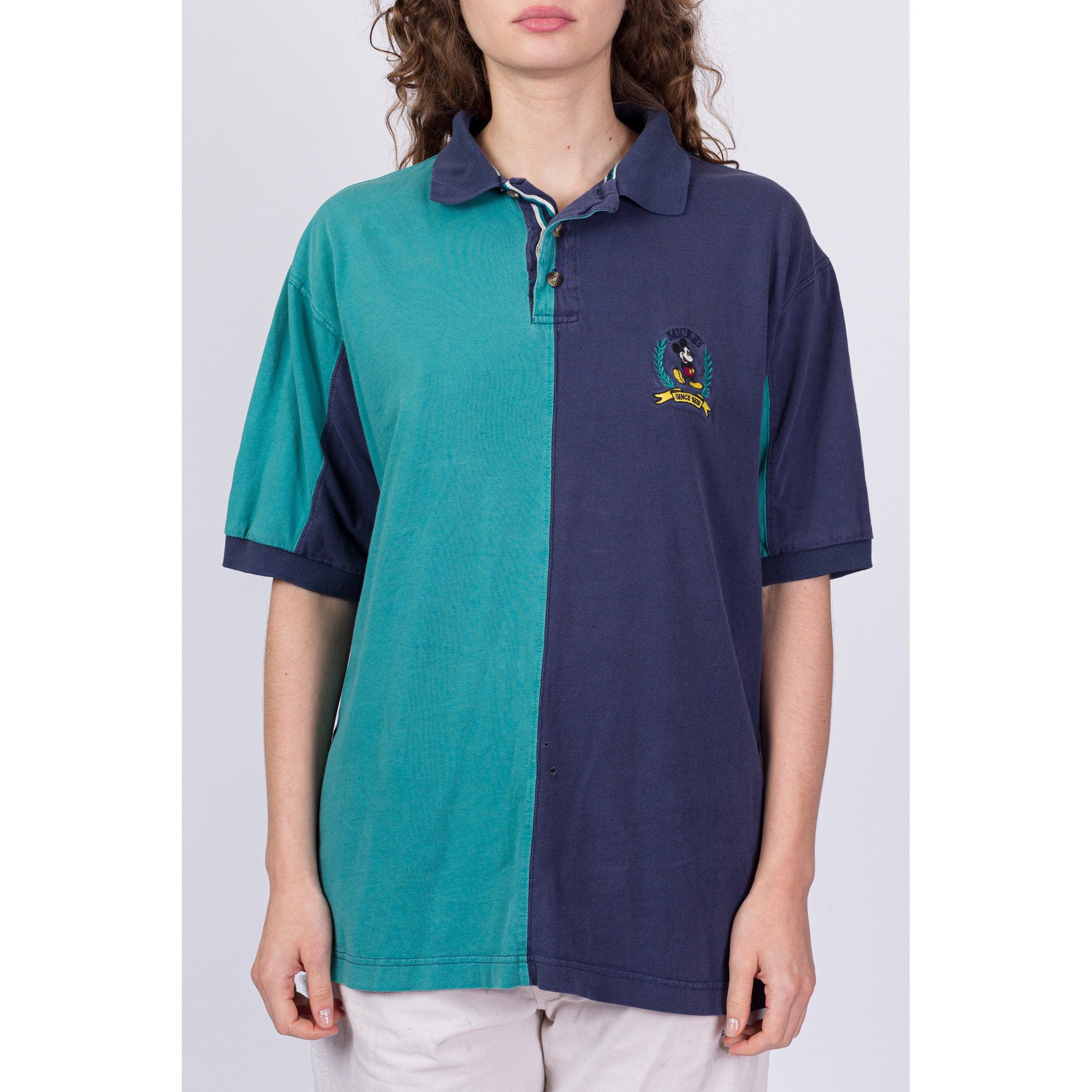 90s Mickey Mouse Color Block Polo - Unisex Large – Flying Apple