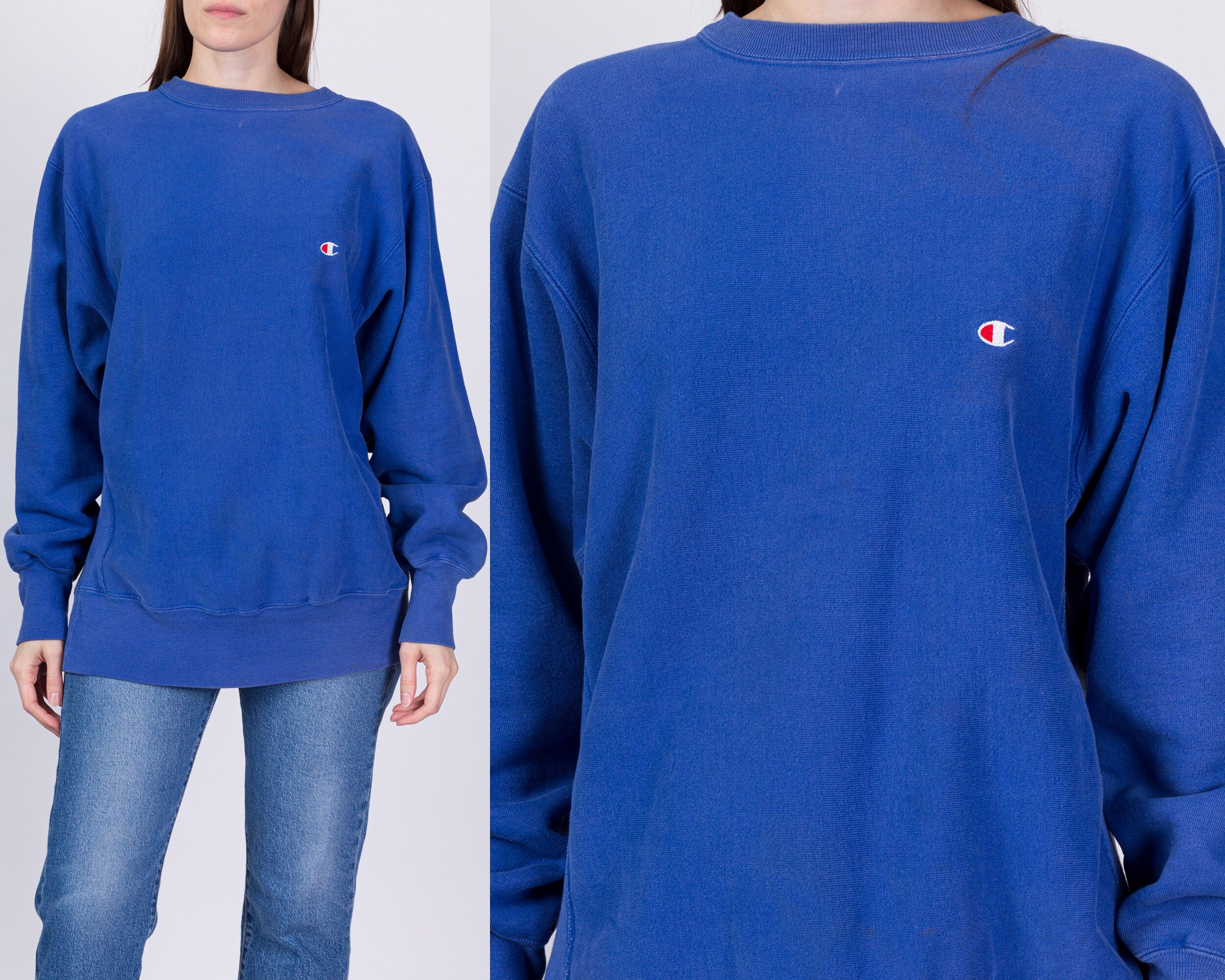 90s Champion Reverse Weave Blue Sweatshirt - Men's Large, Women's ...
