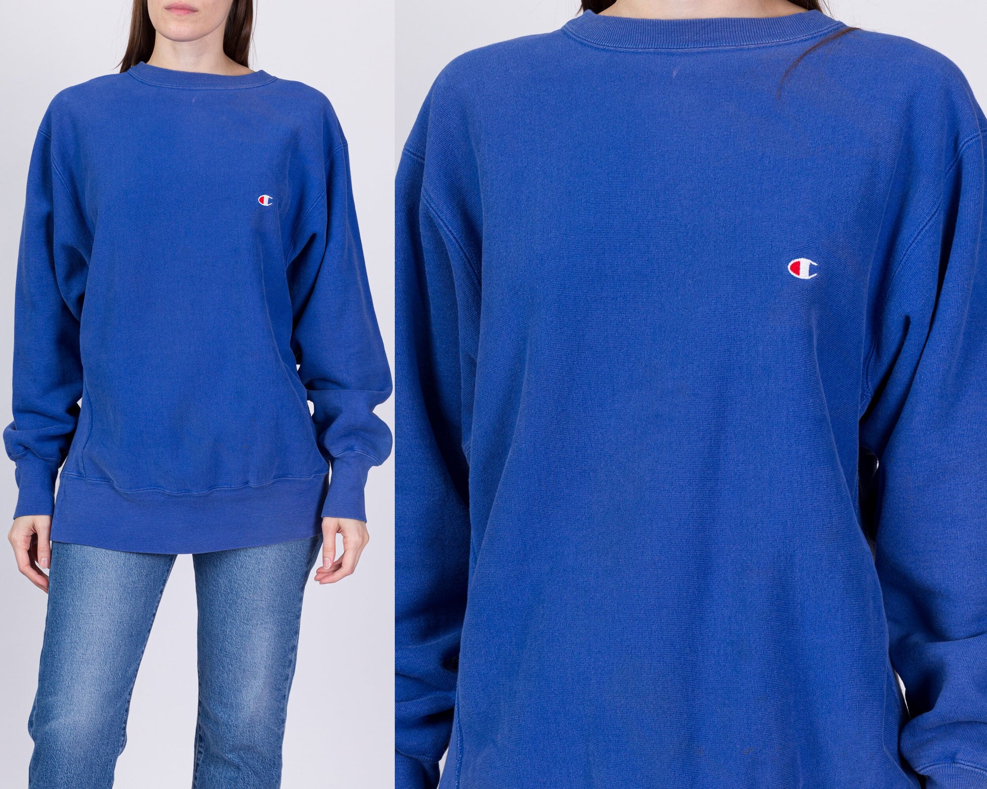 90s Champion Reverse Weave Blue Sweatshirt - Men's Large, Women's XL –  Flying Apple Vintage