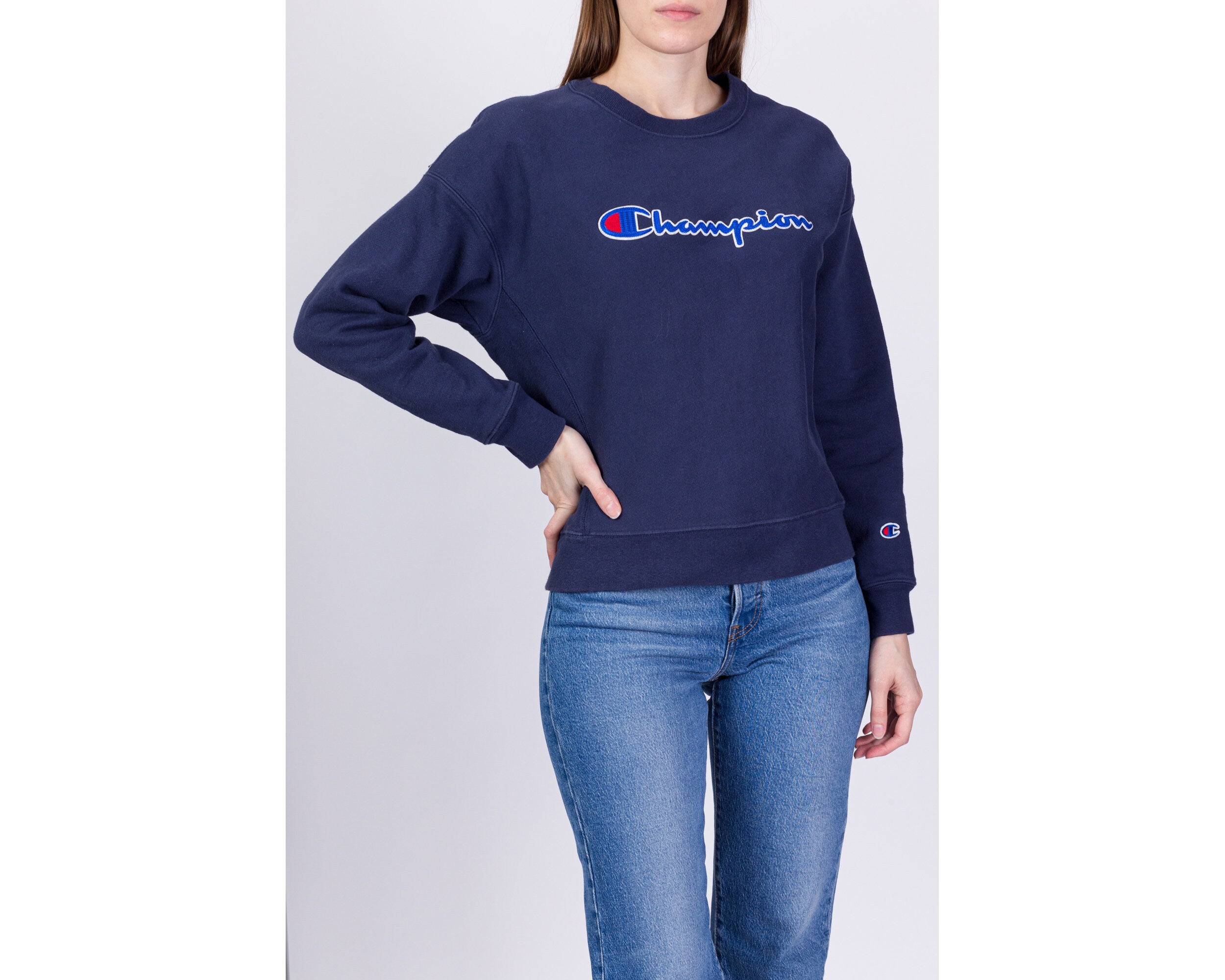 Champion reverse weave all hotsell over print cropped sweatshirt