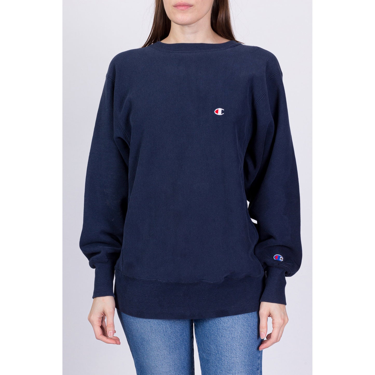 90s Champion Reverse Weave Navy Blue Sweatshirt - Men's Medium, Women's Large 