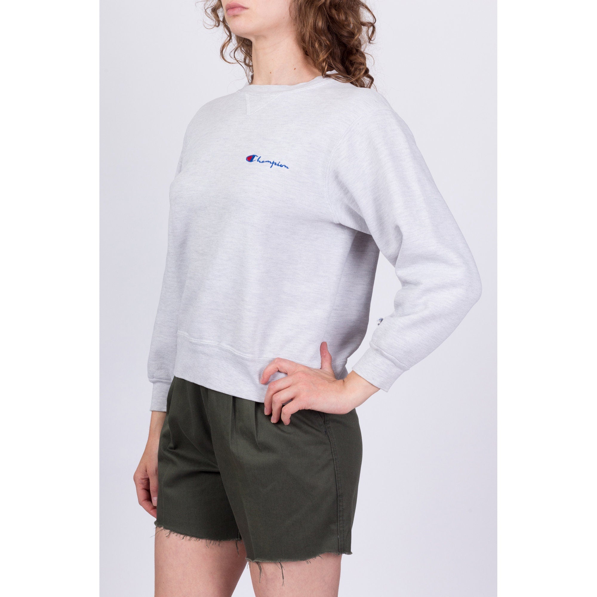 White champion cropped sweatshirt sale