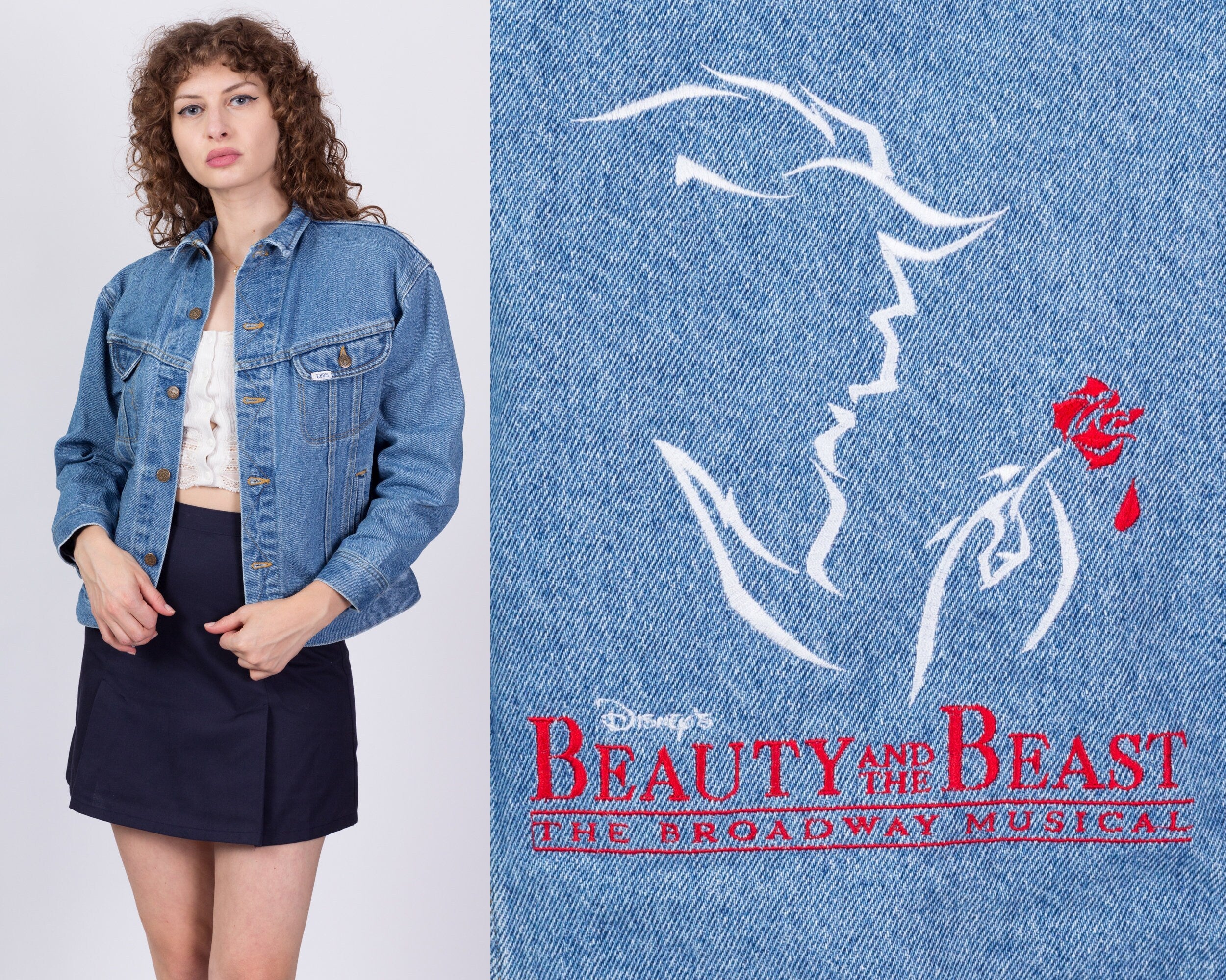 90s Beauty And The Beast Denim Jacket - Petite Large – Flying