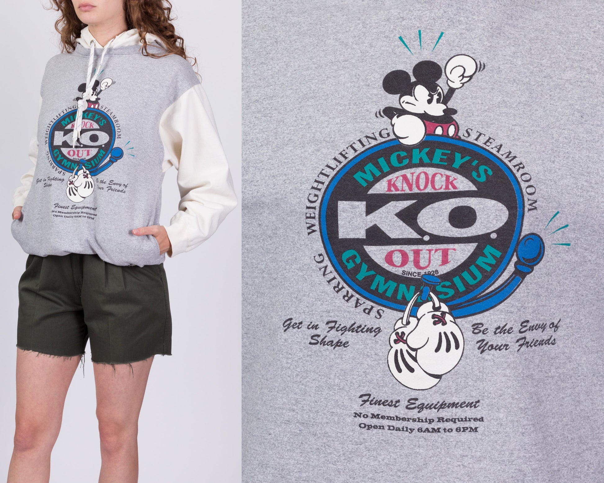 90s Mickey Mouse Boxing Hoodie - Unisex Medium 