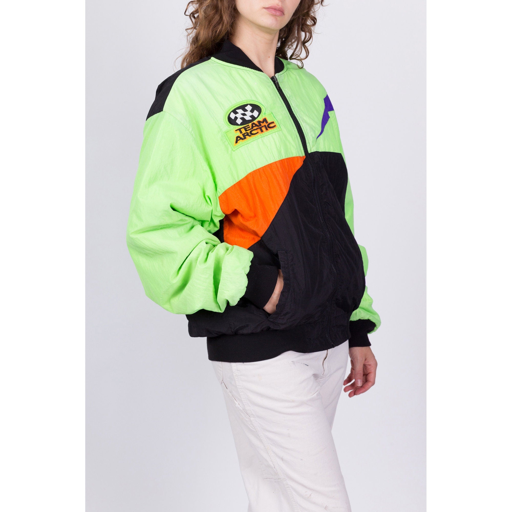 Custom Neon Green Jacket Pink-Black Bomber Full-Snap Varsity Letterman Fade  Fashion - FansIdea