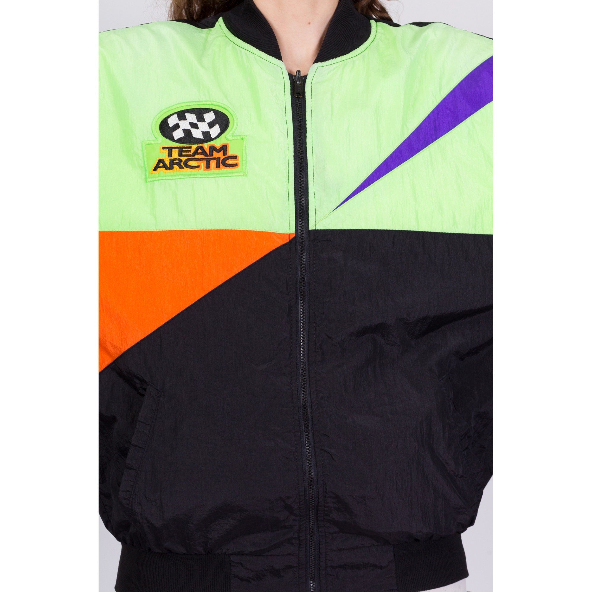 80s Neon Color Block Arcticwear Racing Jacket - Men's Large 