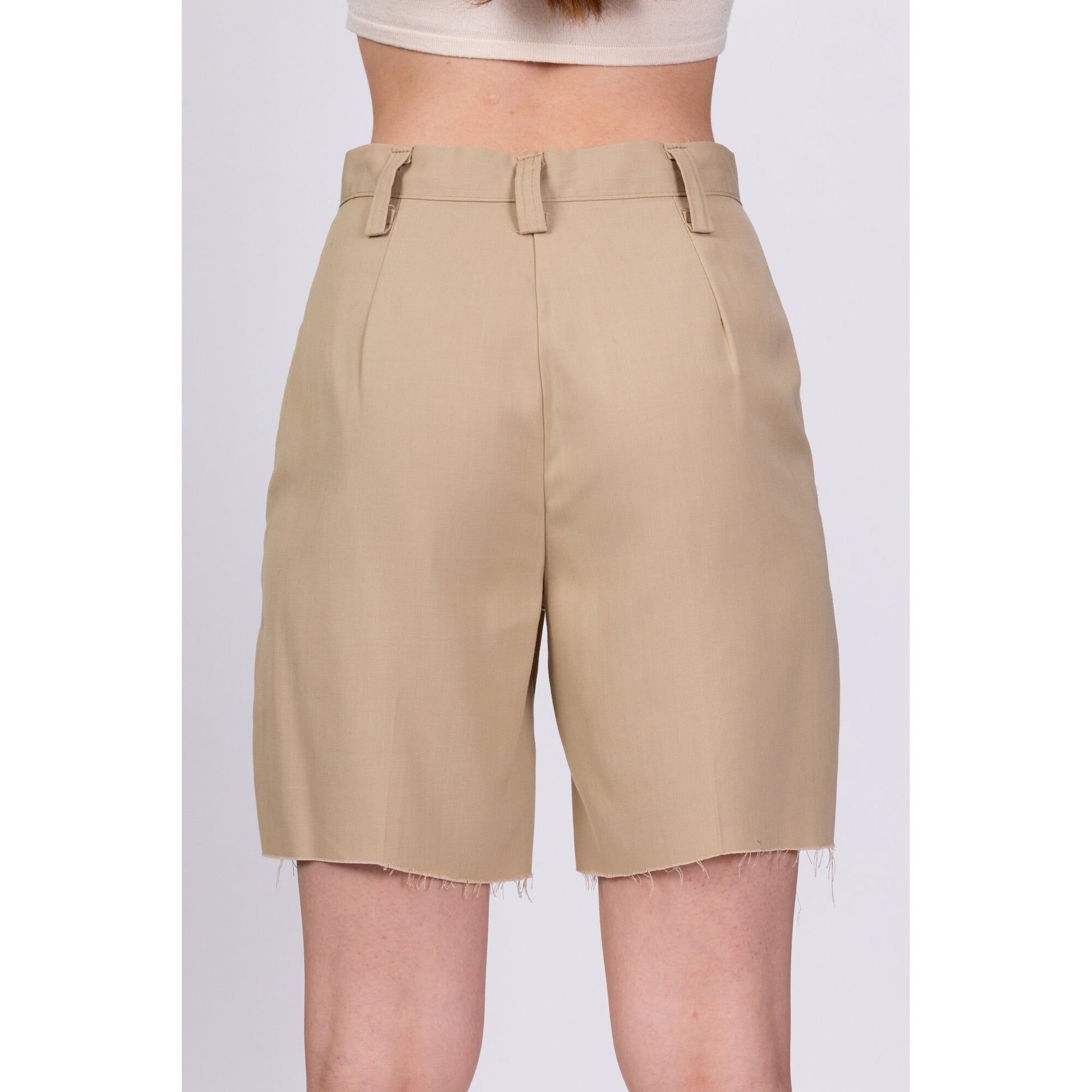 70s High Waist Khaki Shorts Extra Small, 24 Vintage Tan Pleated Cuffed Mom  Shorts -  Canada