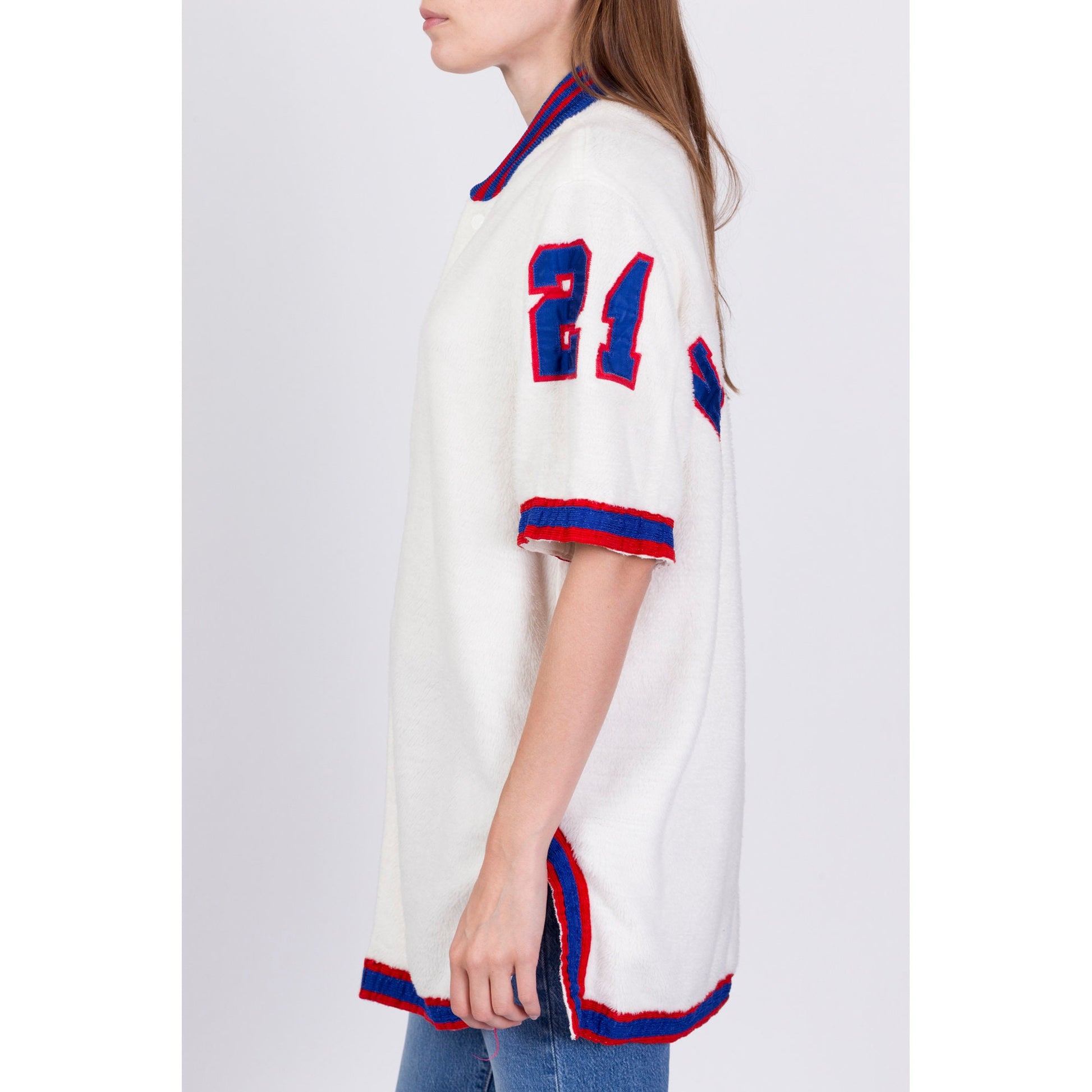 1960s Baseball Fleece Jersey Shirt - Men's Large 