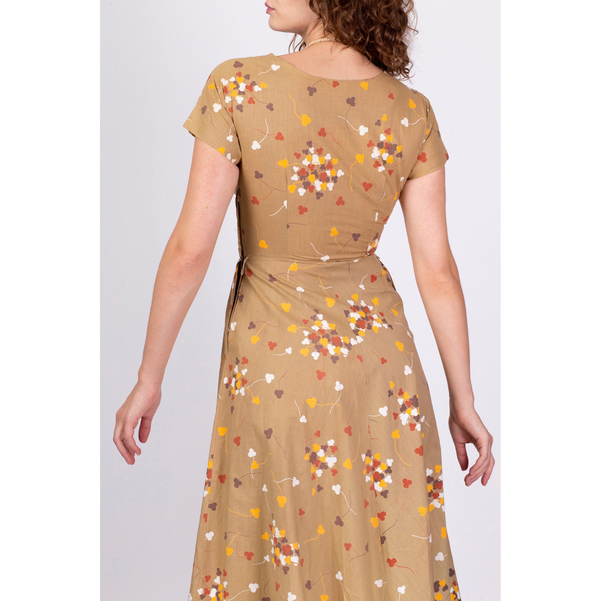 1950s Betty Barclay Clover Print Midi Dress - Extra Small – Flying