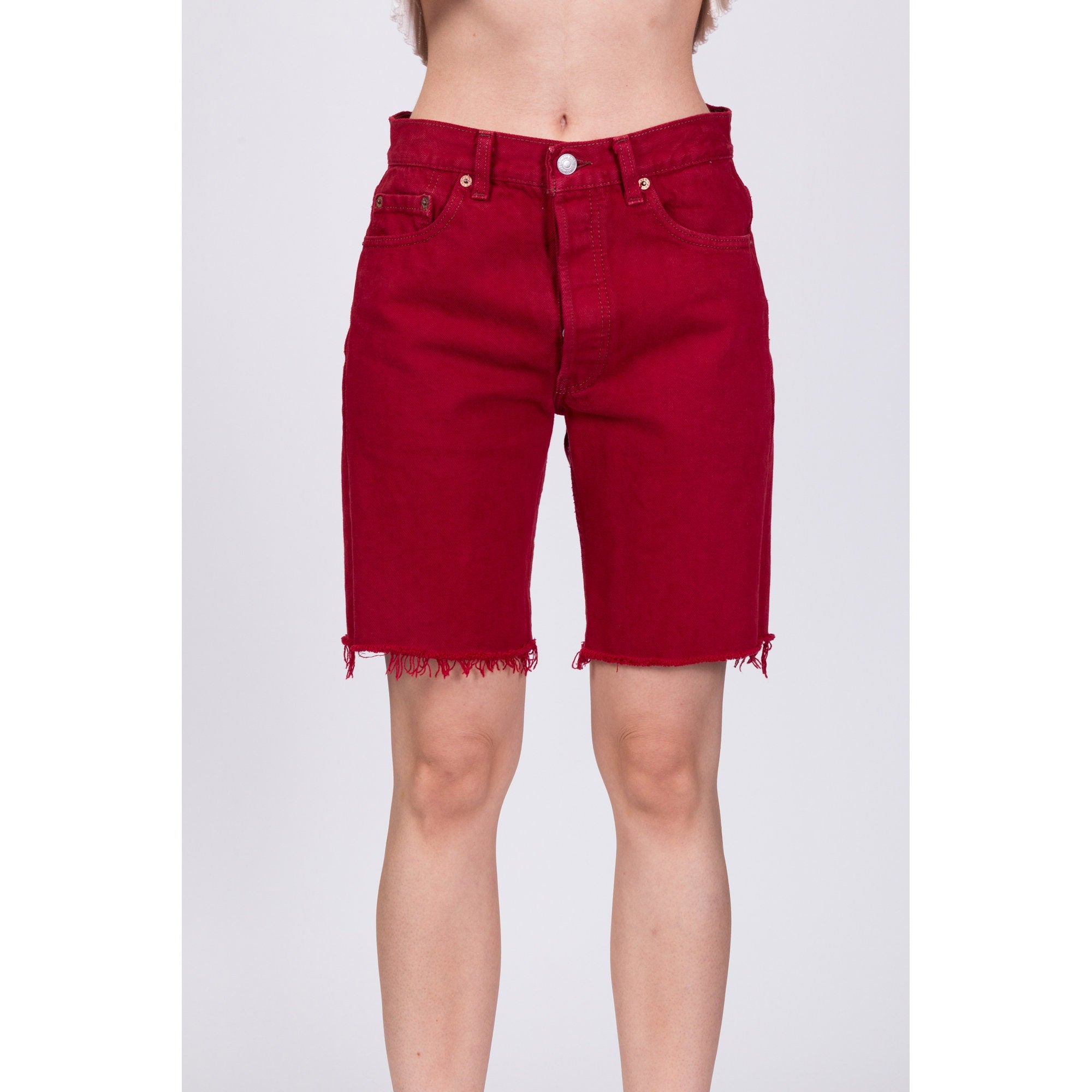 Red on sale short jeans