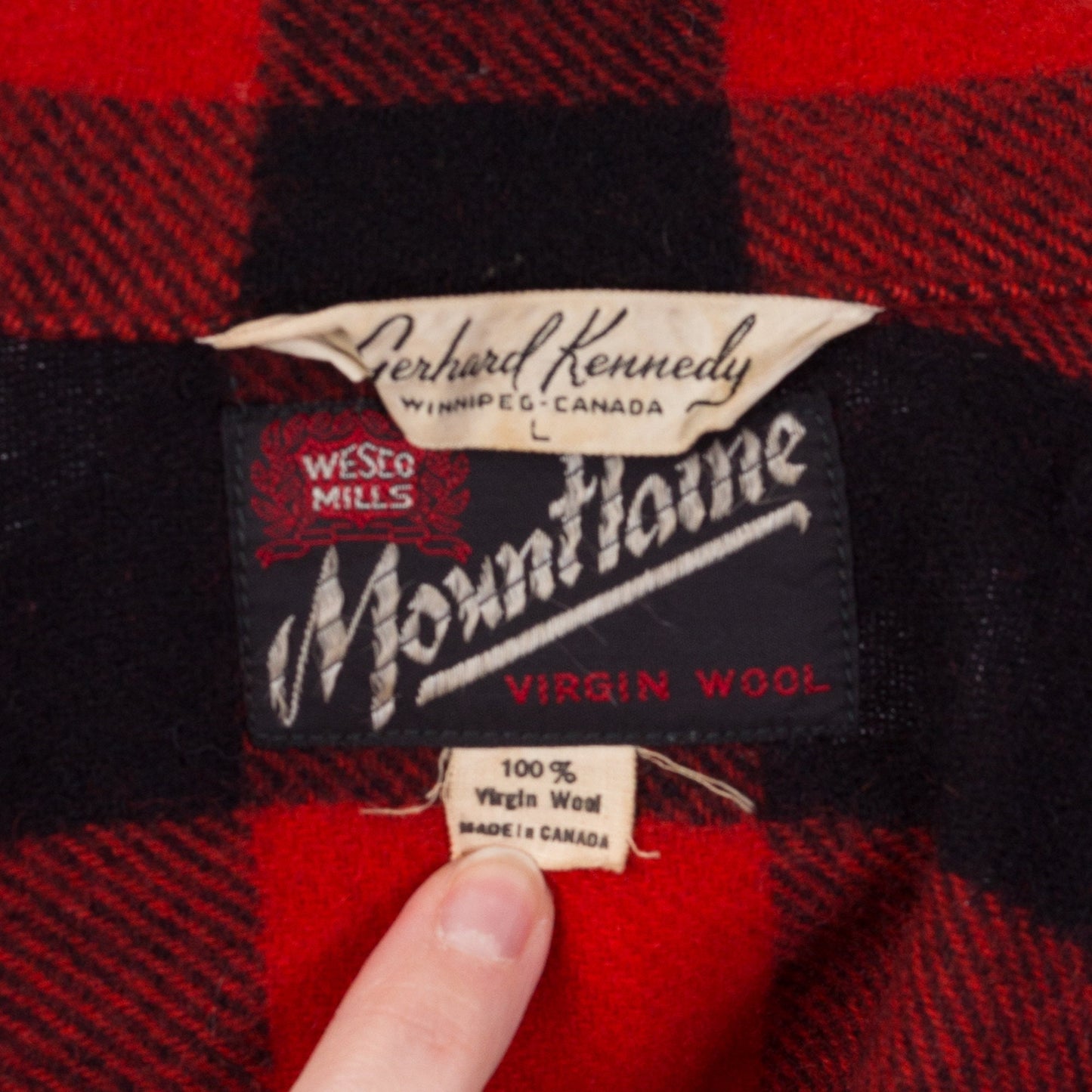 60s Buffalo Plaid Wool Shirt - Men's Large 