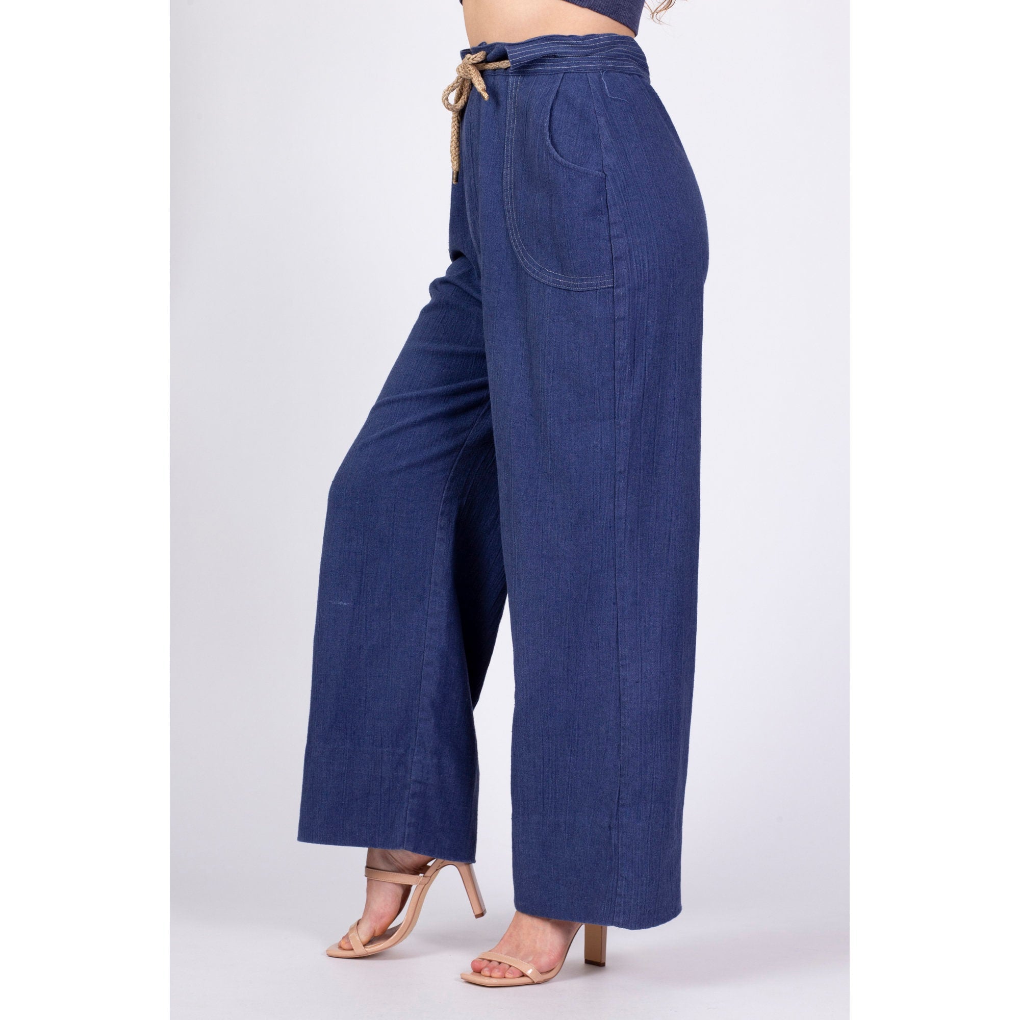 Phase Eight Jane Wide Leg Denim Look Trousers, Chambray, 12