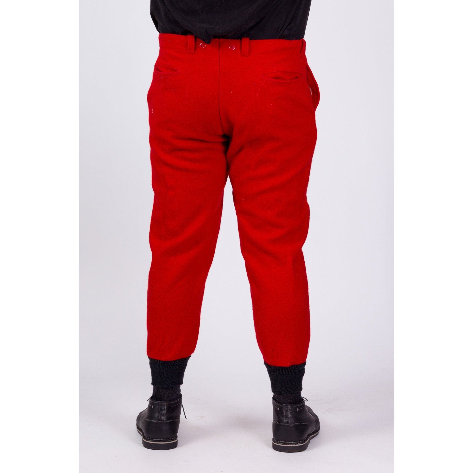 60s Red Wool Hunting Pants - 38