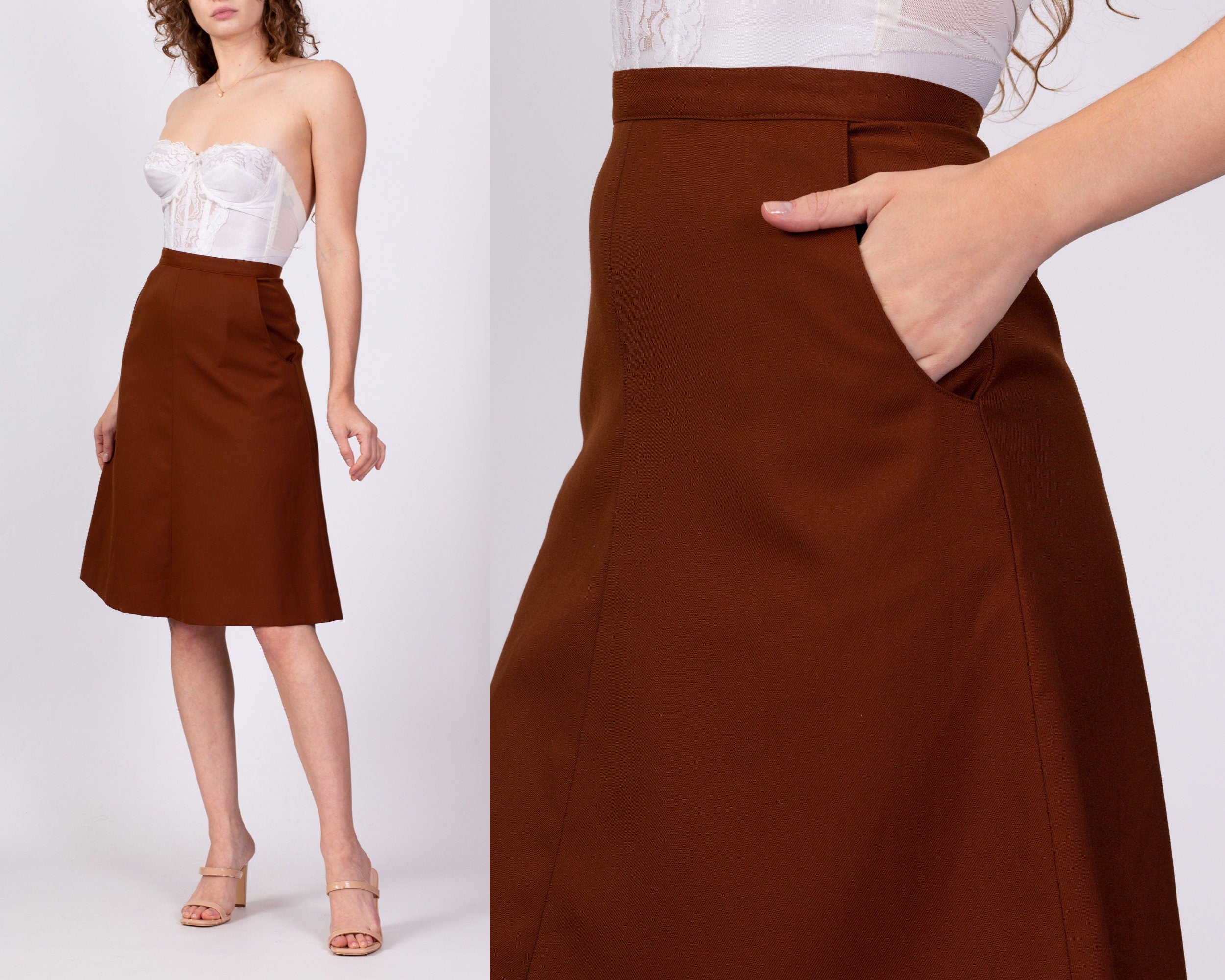 Brown 70s outlet skirt