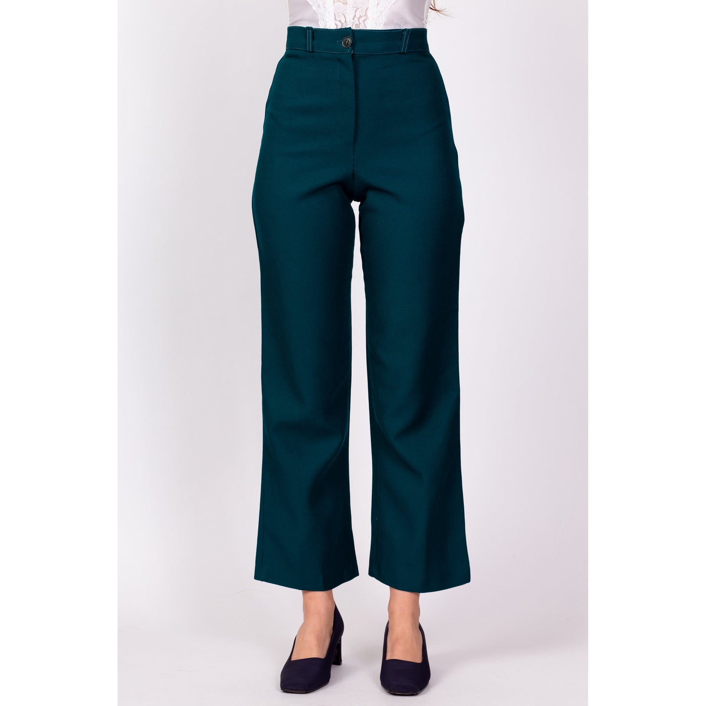 70s Emerald Green High Waisted Trousers - XXS, 23" 