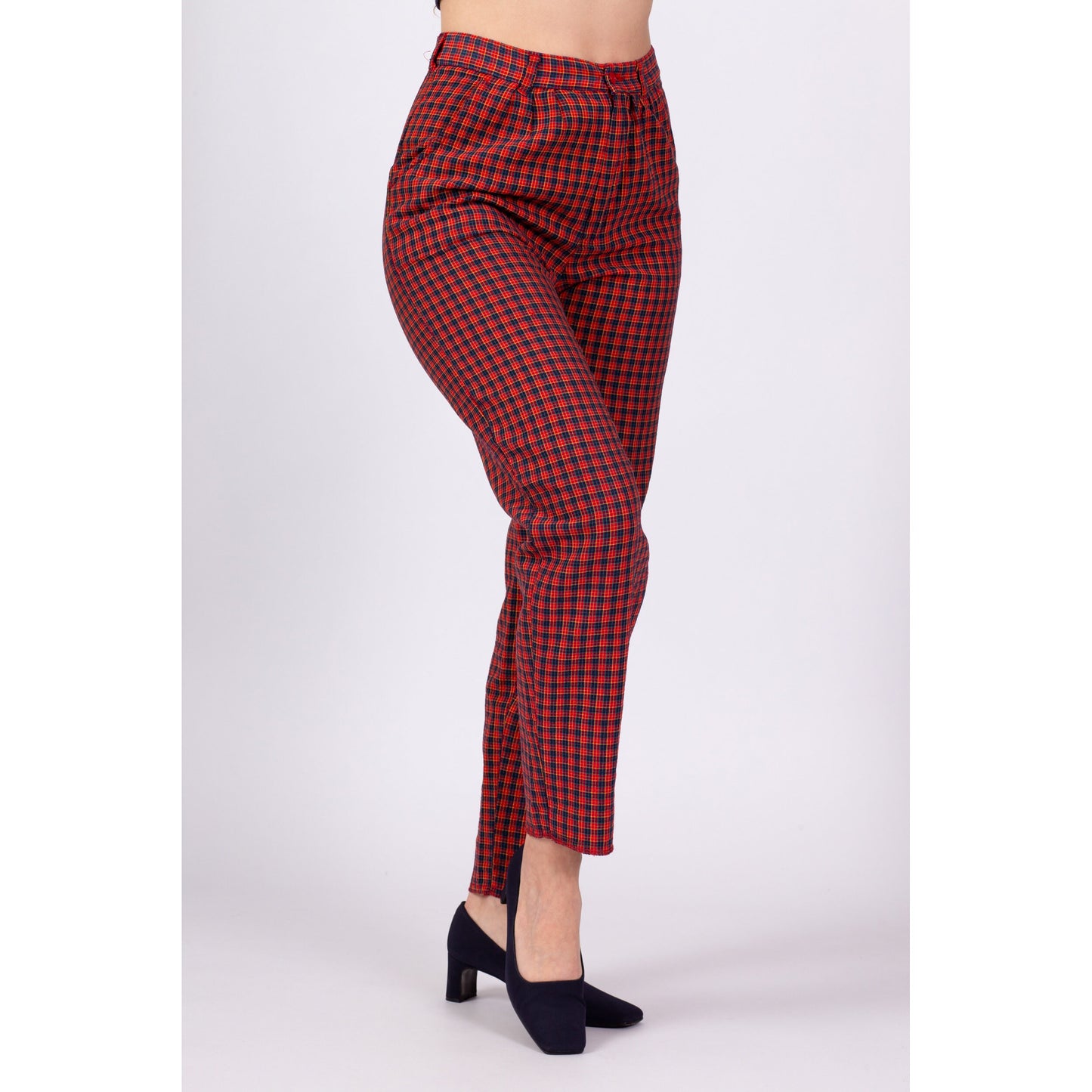 Tapered Checkered Trousers 80s Pleated Pants High Waisted Rise Pants Retro  Plaid Preppy Slacks Punk Chic Vintage 1980s Small S 26 