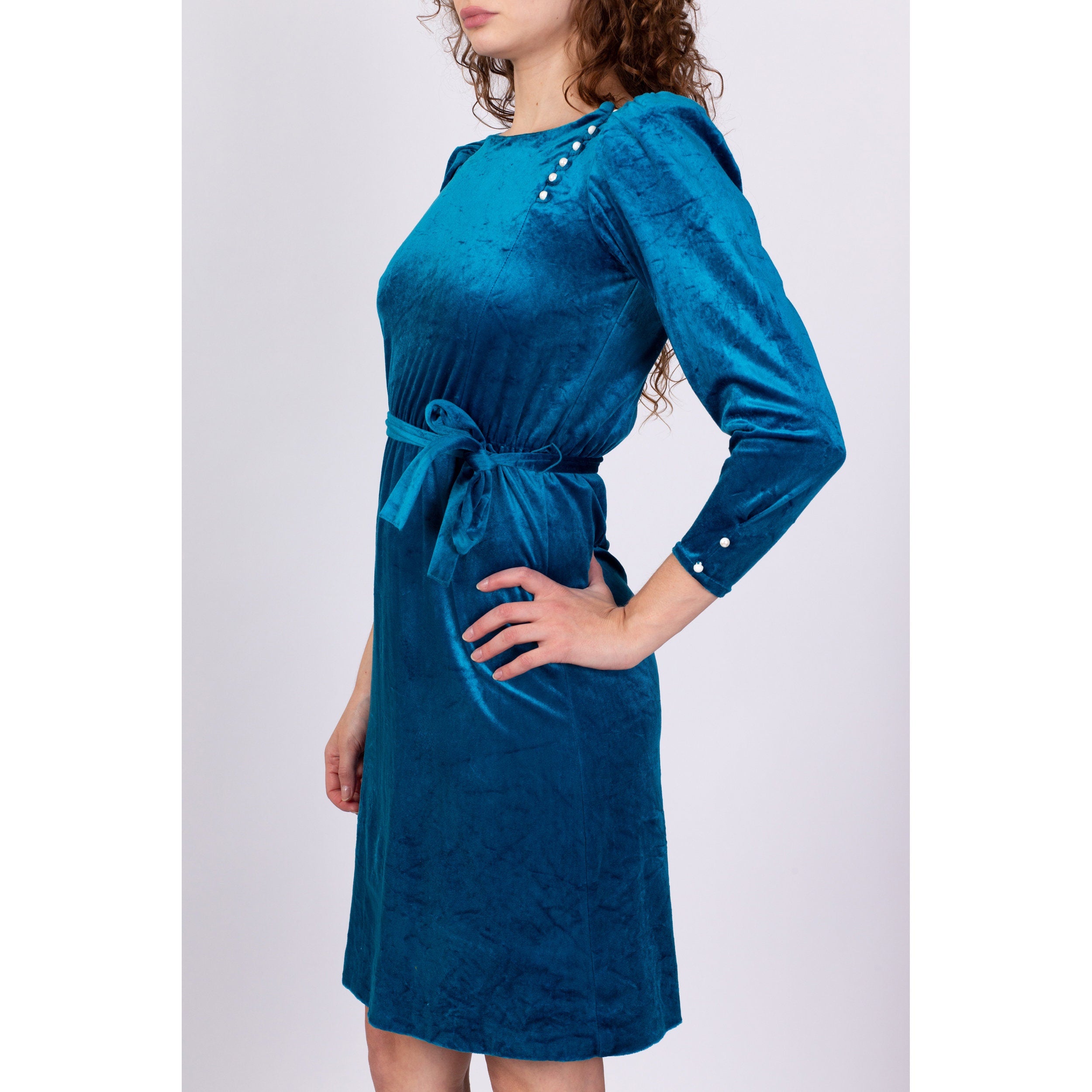 Blue velvet shift on sale dress