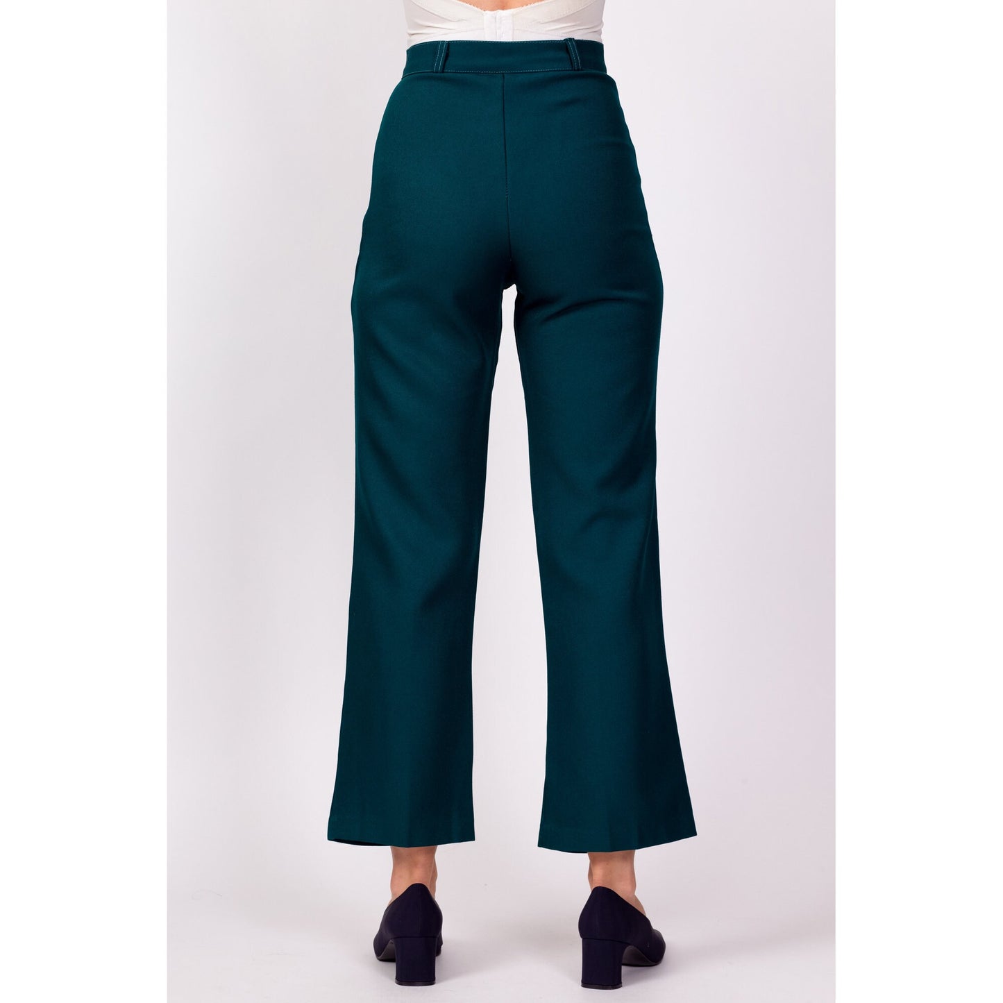 70s Emerald Green High Waisted Trousers - XXS, 23" 