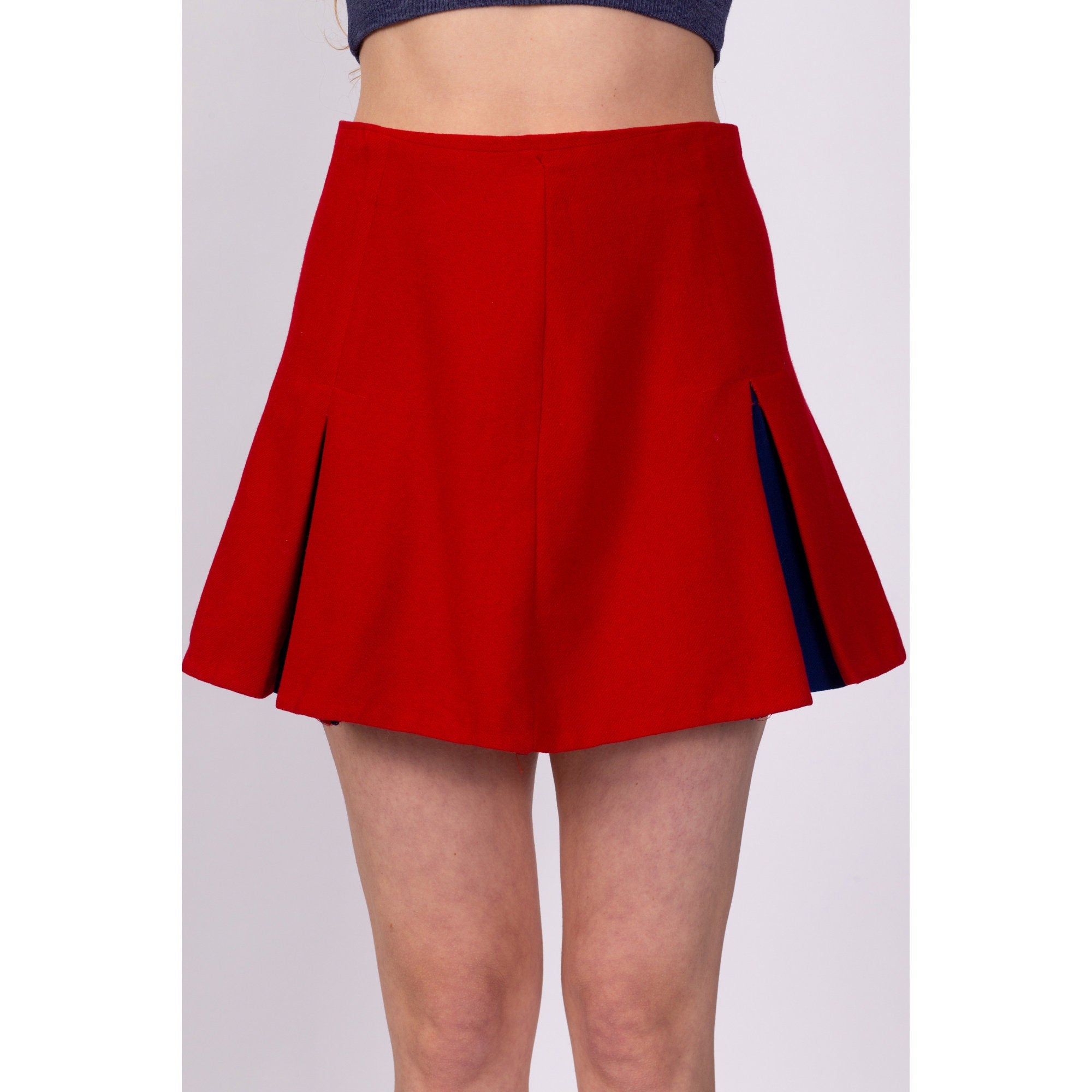 70s Red Cheerleader Mini Skirt - Medium, 28