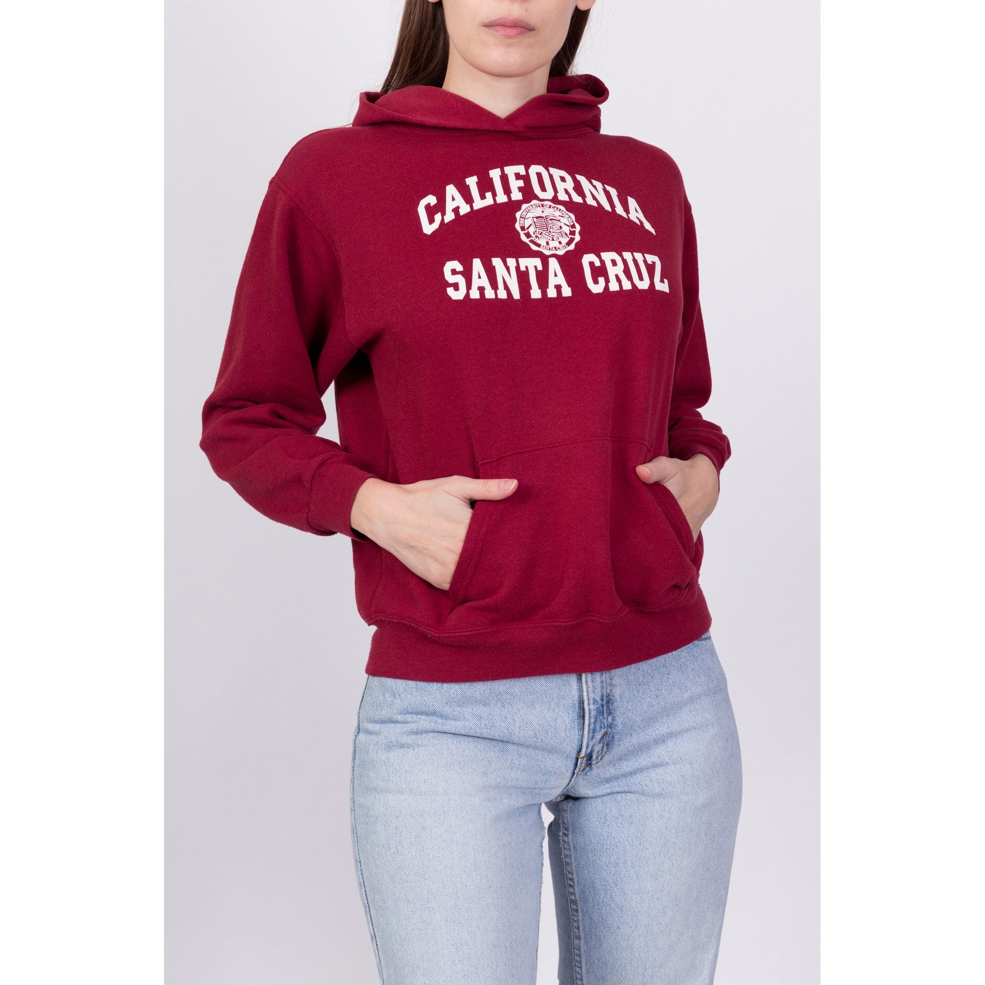 90s University Of California Santa Cruz Cropped Hoodie - Extra