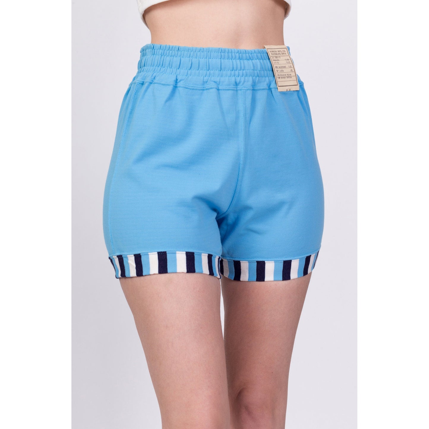 70s Blue Striped Athletic Shorts - Men's XS, Women's Small