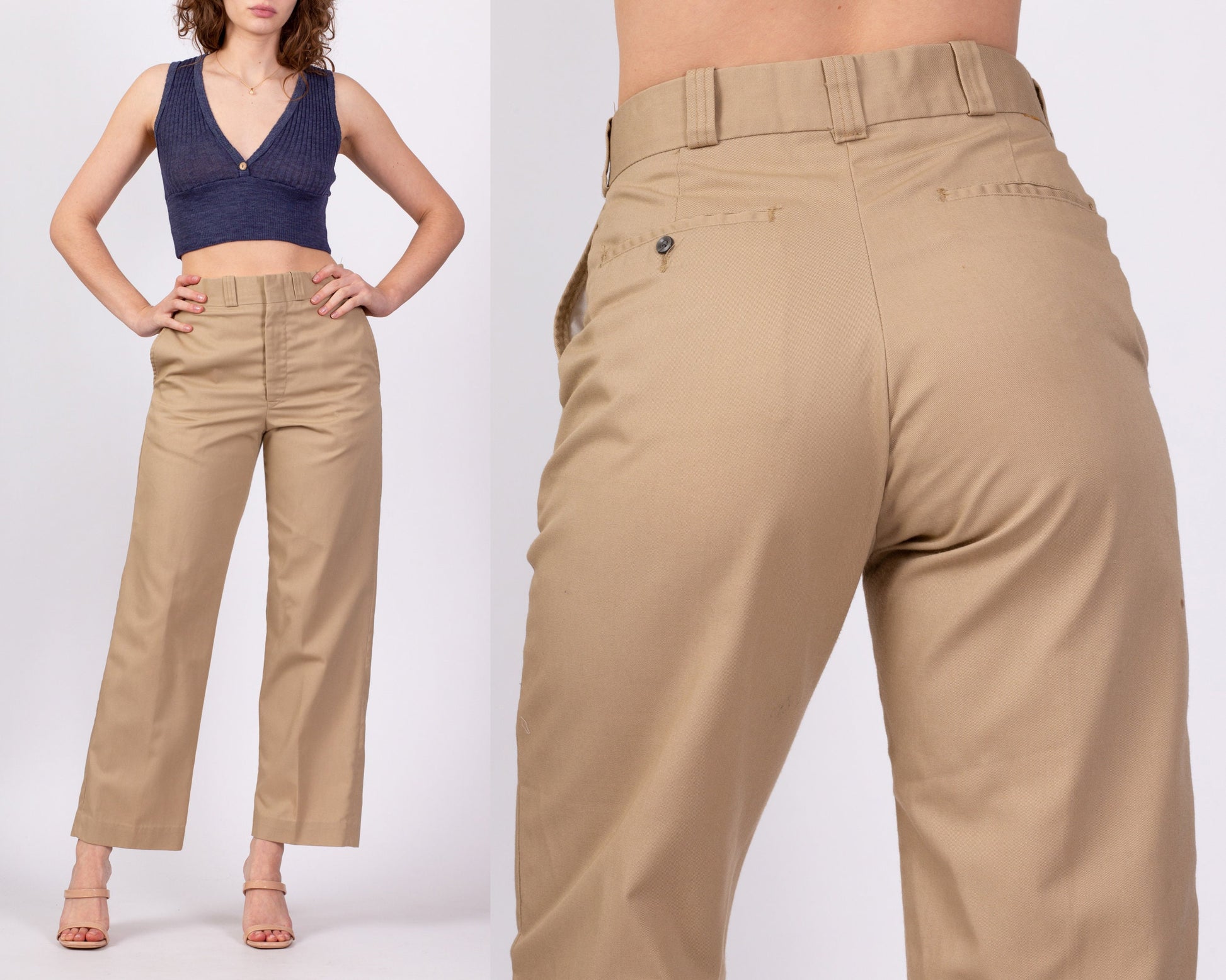 RSQ Womens Stripe Linen Carpenter Pants - WHT/KHAKI