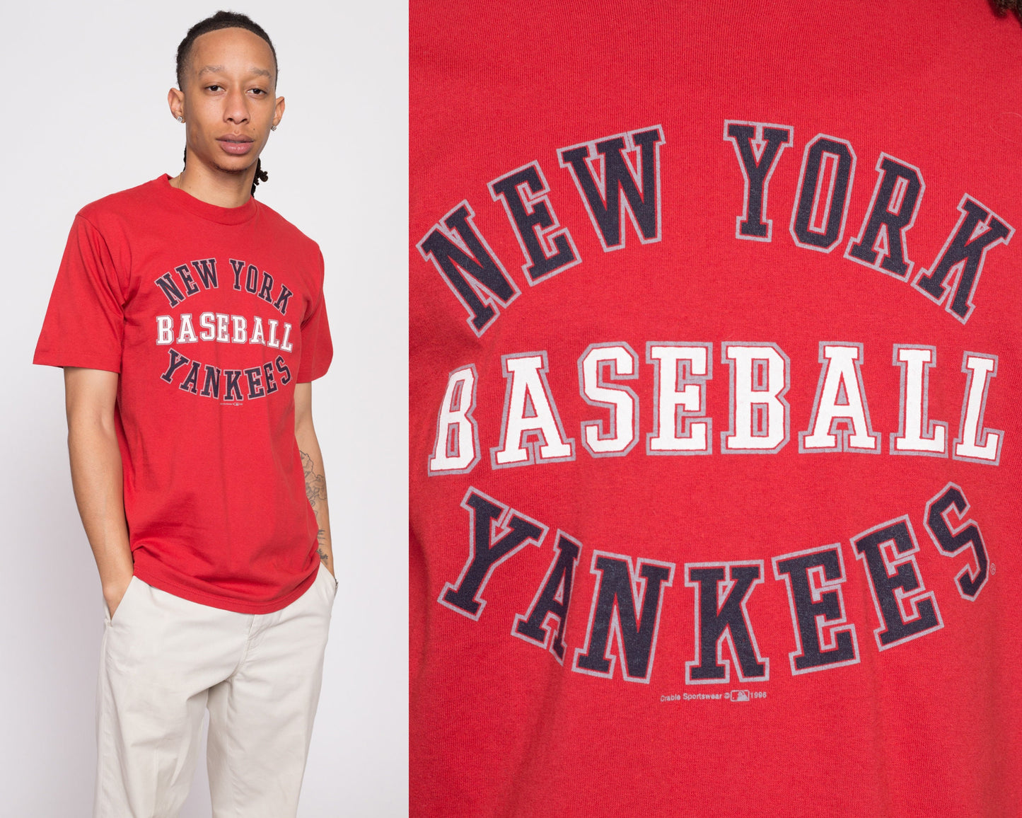 New York Yankees T-Shirt Vintage 90s Mlb Baseball Made In Usa Mens