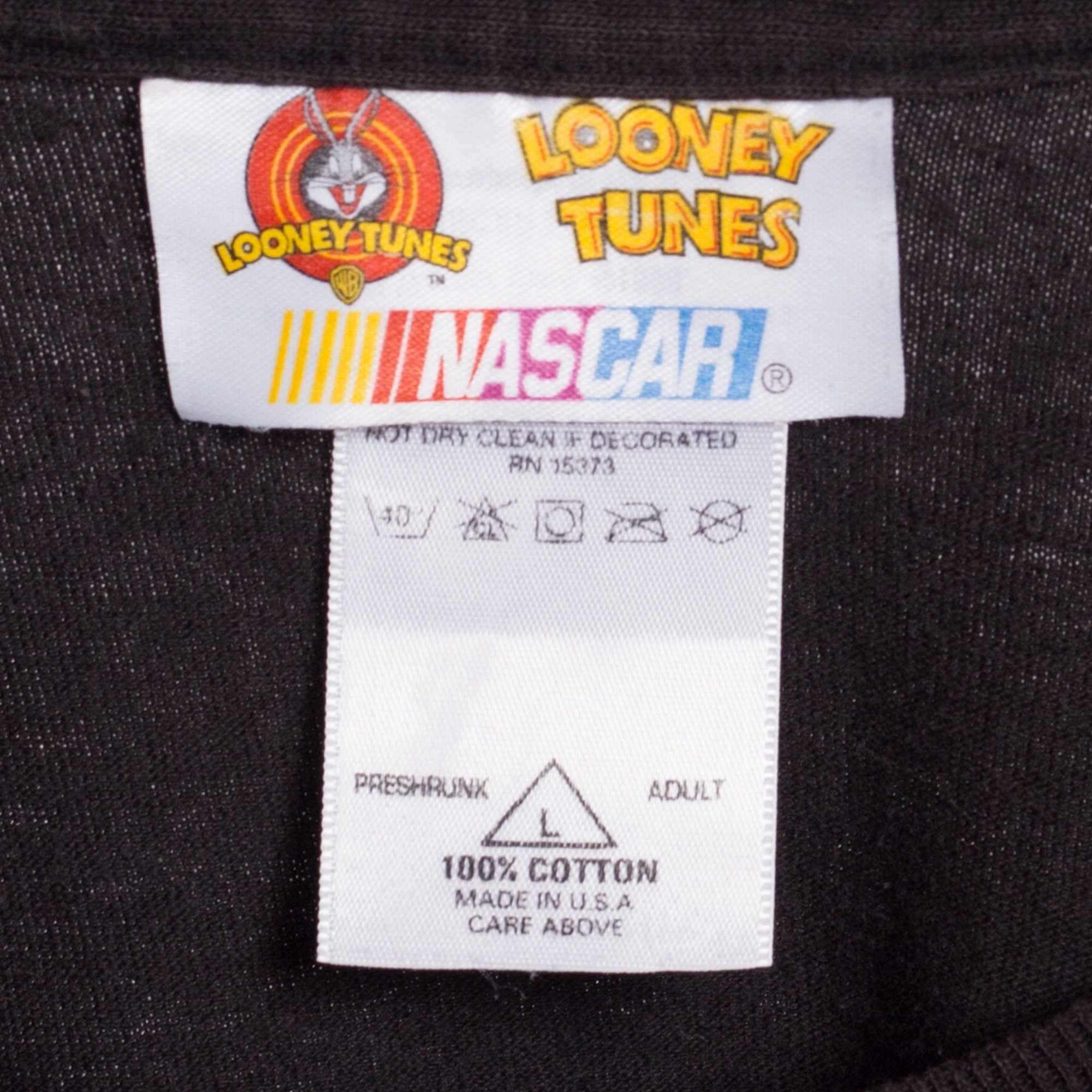 Vintage popular Looney Tunes front and back graphic NASCAR Tee dated 1995 made in USA