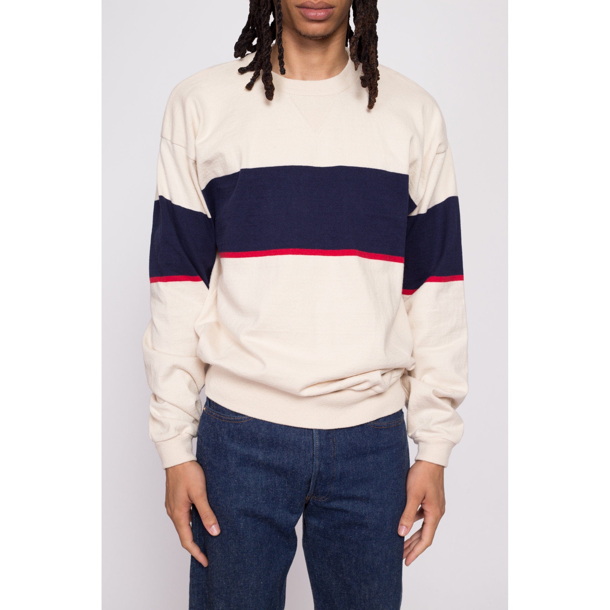 Striped crewneck best sale