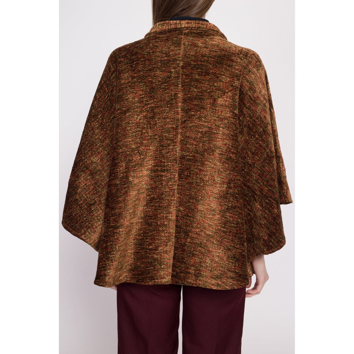 Vintage Plush Tapestry Cape Coat - One Size