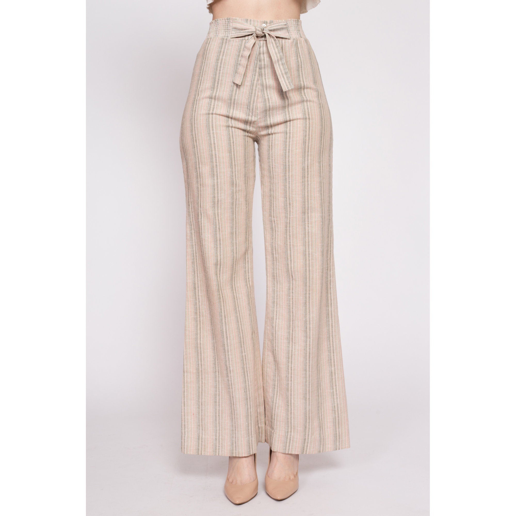 70s Striped High Waisted Flared Pants - XS to Small – Flying Apple