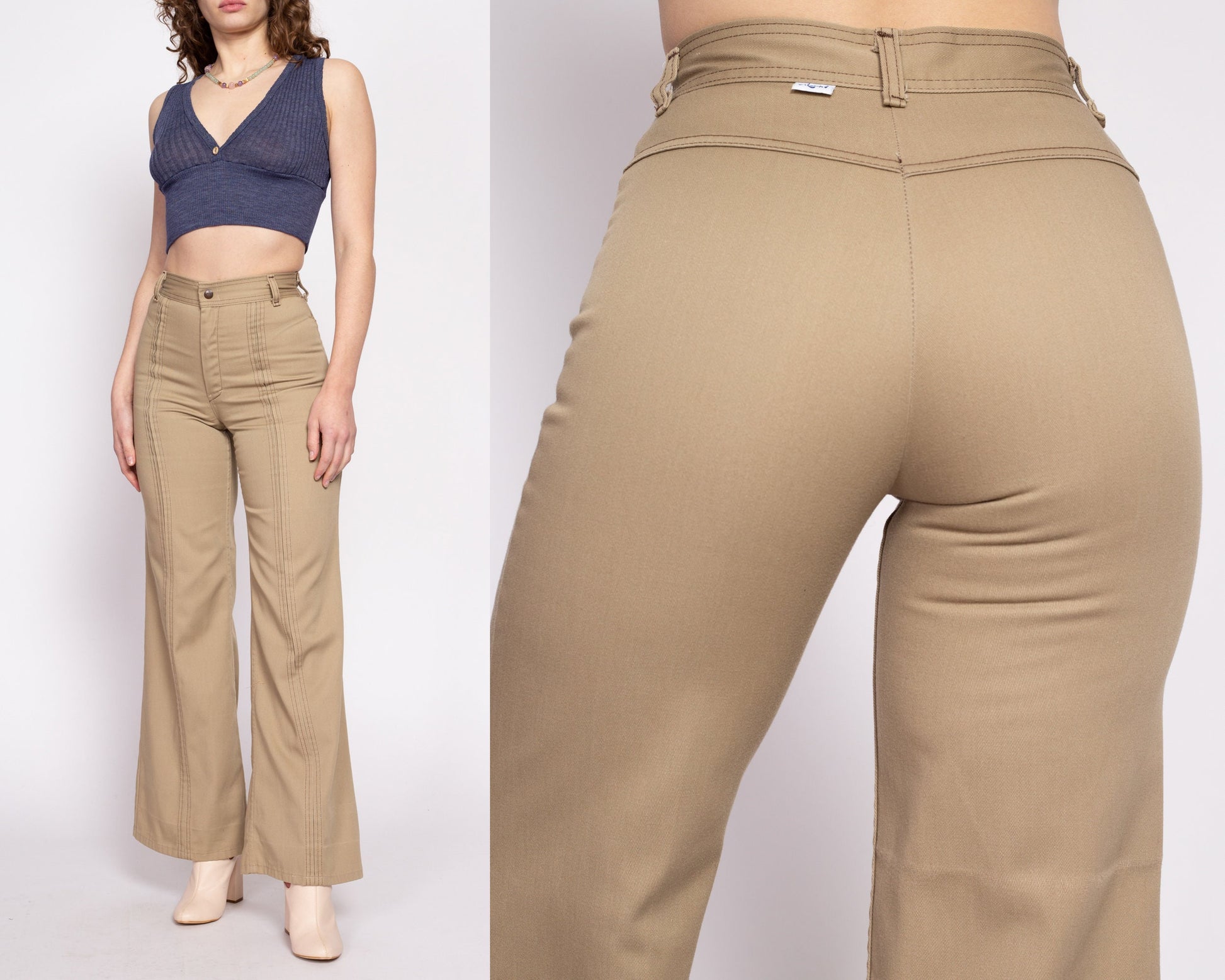 RSQ Womens Stripe Linen Carpenter Pants - WHT/KHAKI