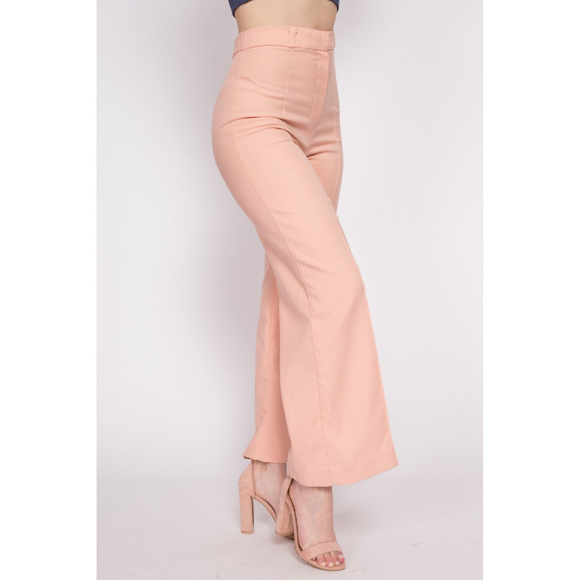 70s Peach Pink Flared Pants - Medium, 28 – Flying Apple Vintage