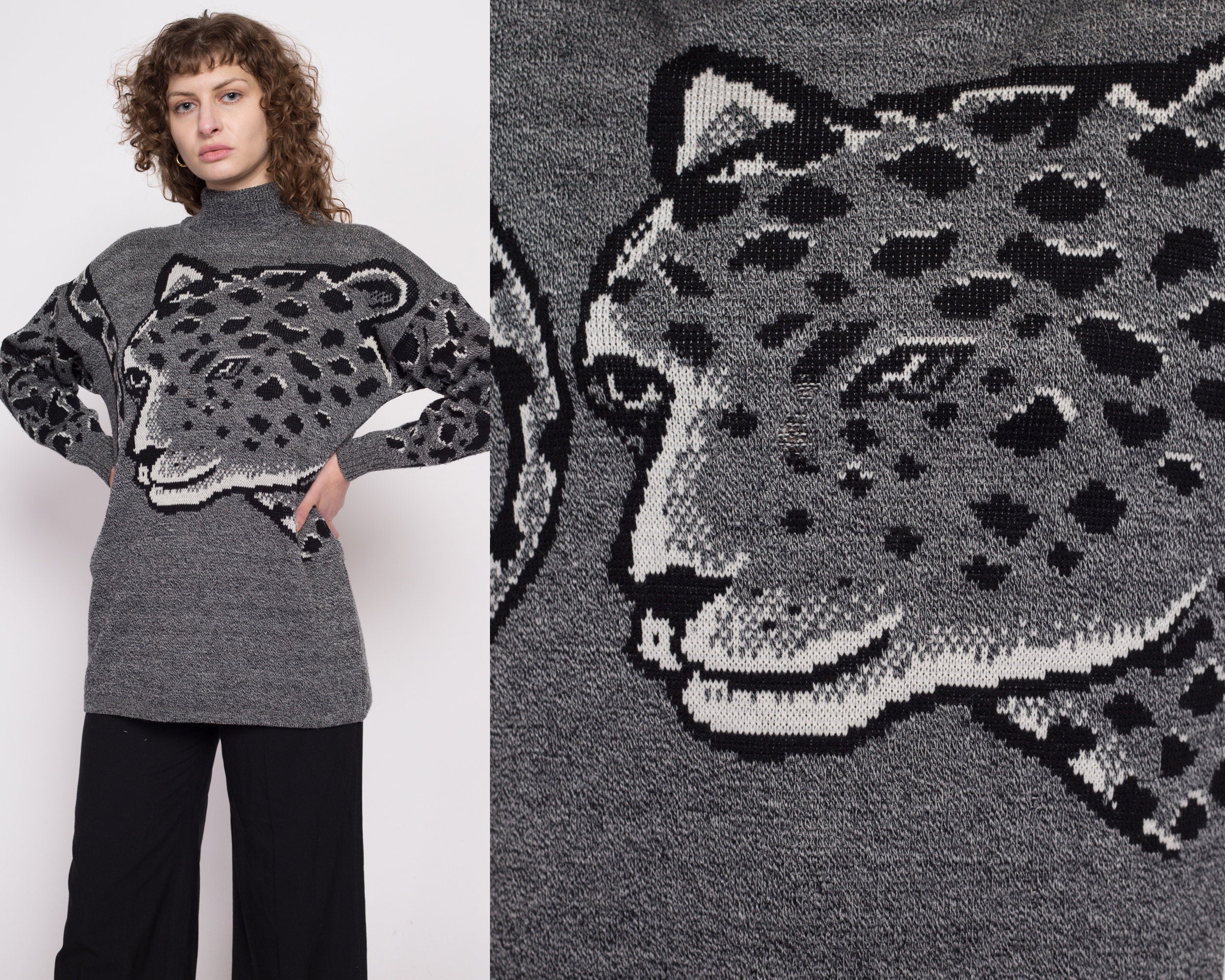 Grey on sale cheetah sweater