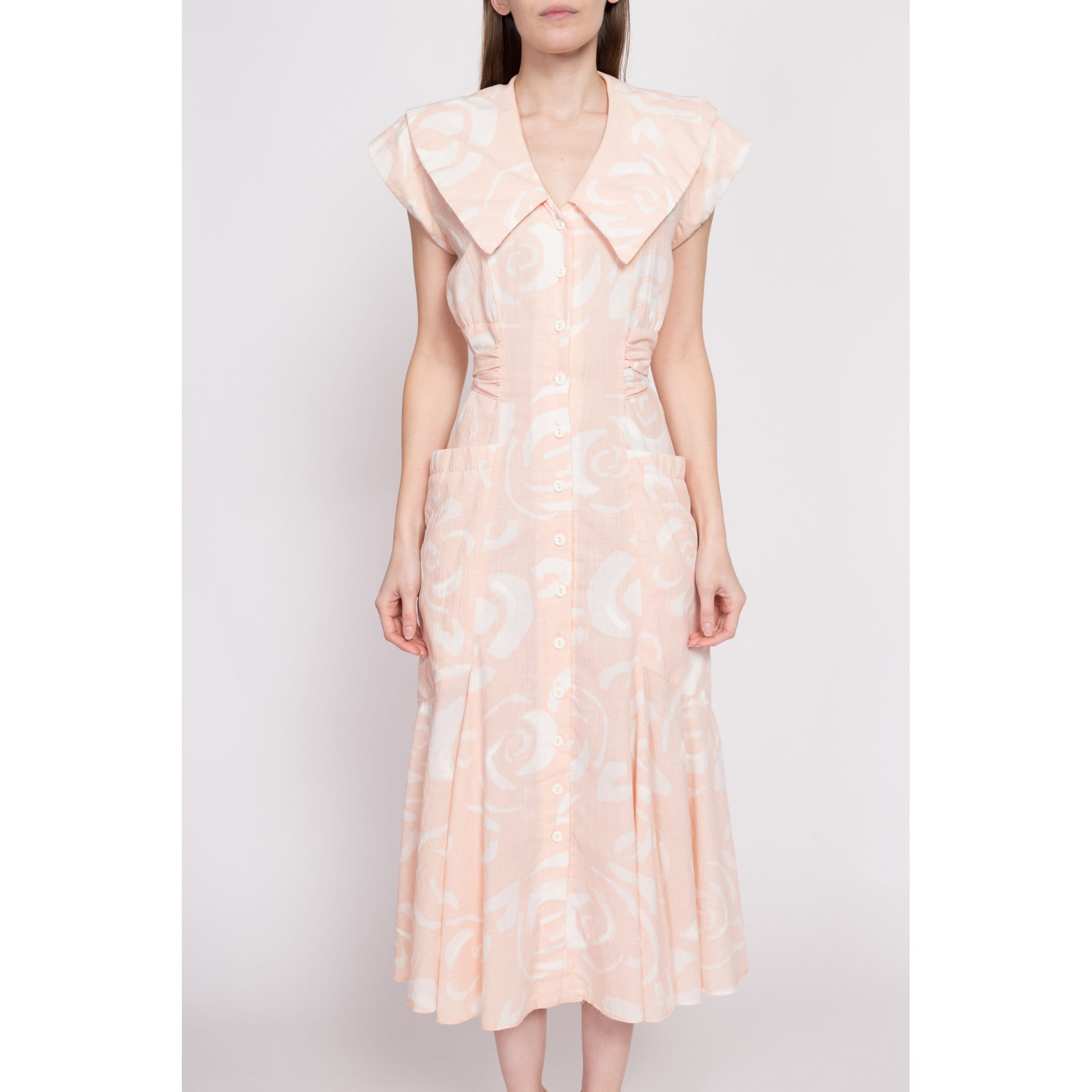 80s French Apple store Blossom Dress–M