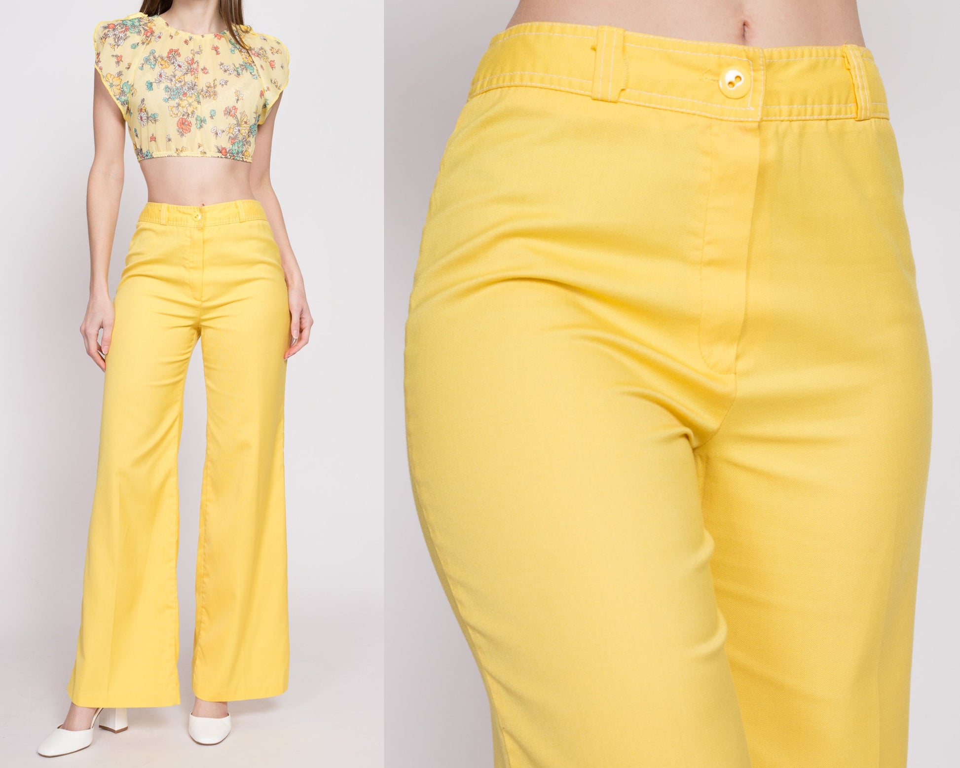 Sunflower Yellow Cotton Pants, Bell-bottom Flare Jeans Vintage 70s -   Canada