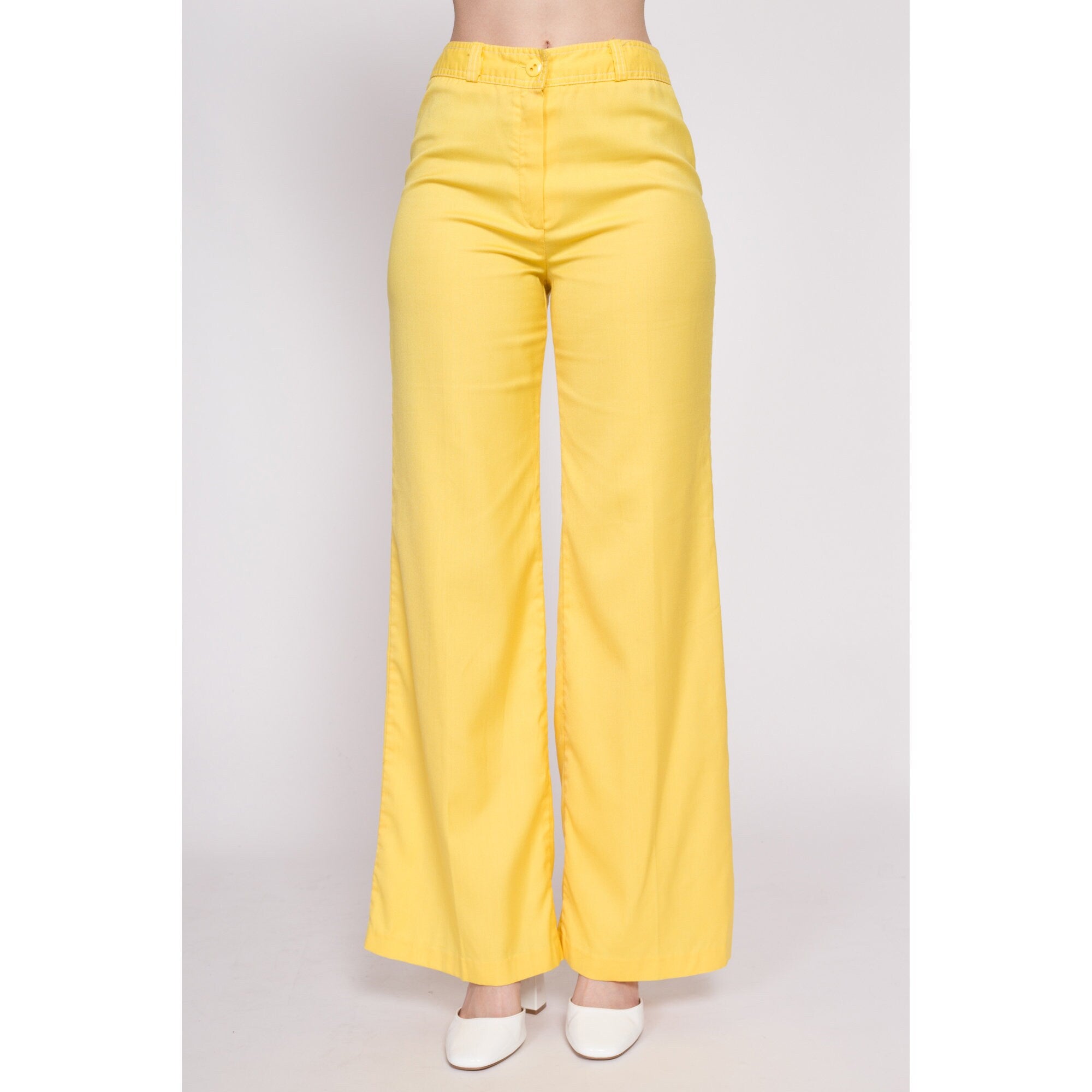 70s Yellow Flared Pants Small 26.5