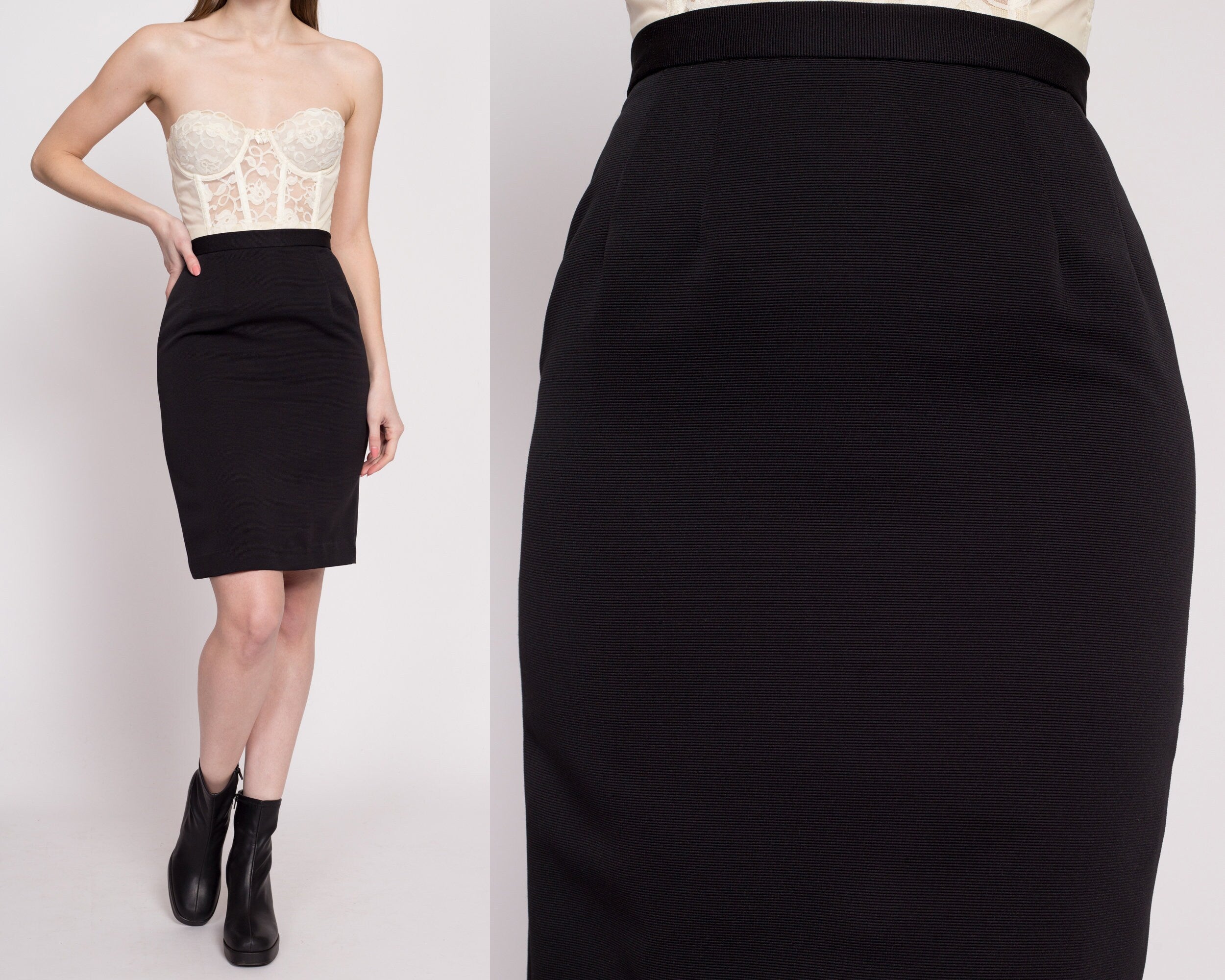 High waisted black outlet pencil skirt